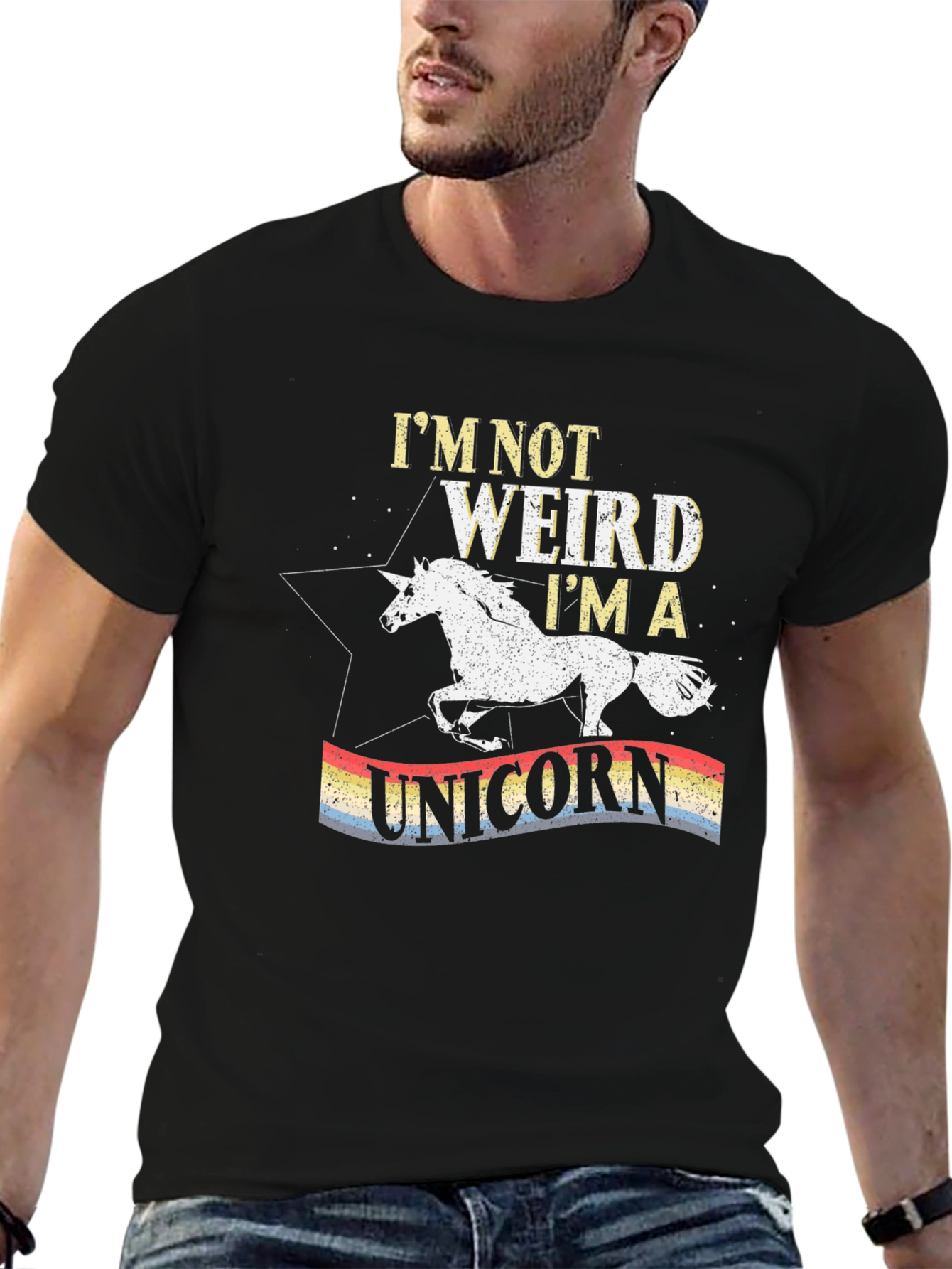 Black I'm Not Weird I'm A Unicorn T-Shirt view 6