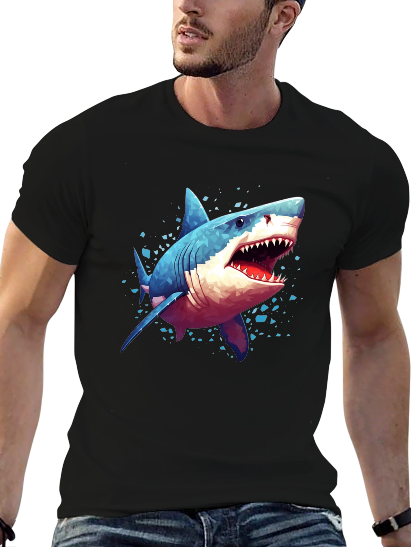 Black Shark Graphic Tee - Black Cotton view 6