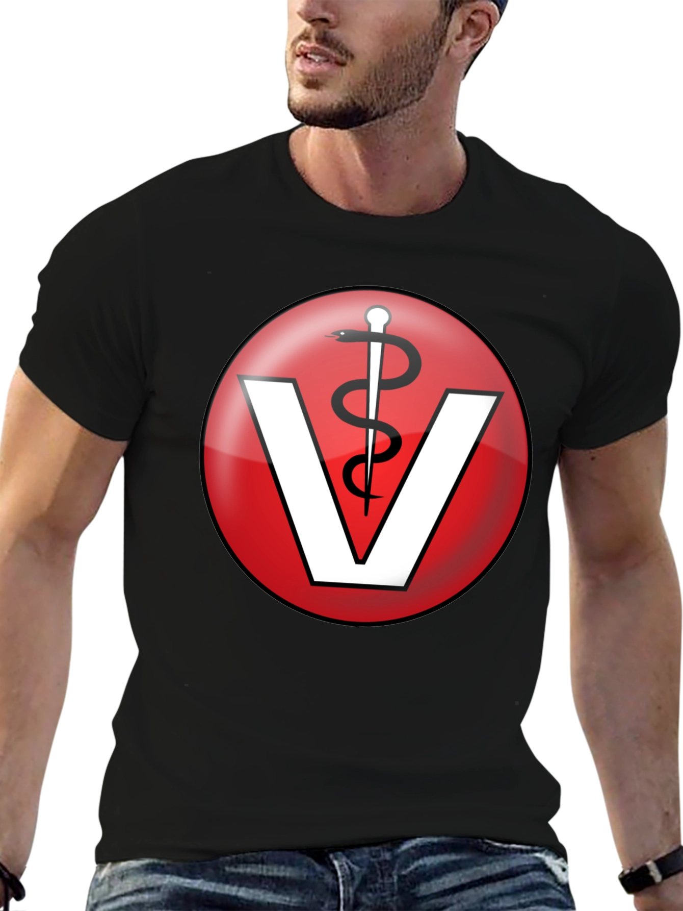 Black Veterinary Medicine T-Shirt - Caduceus Vet Tee view 6