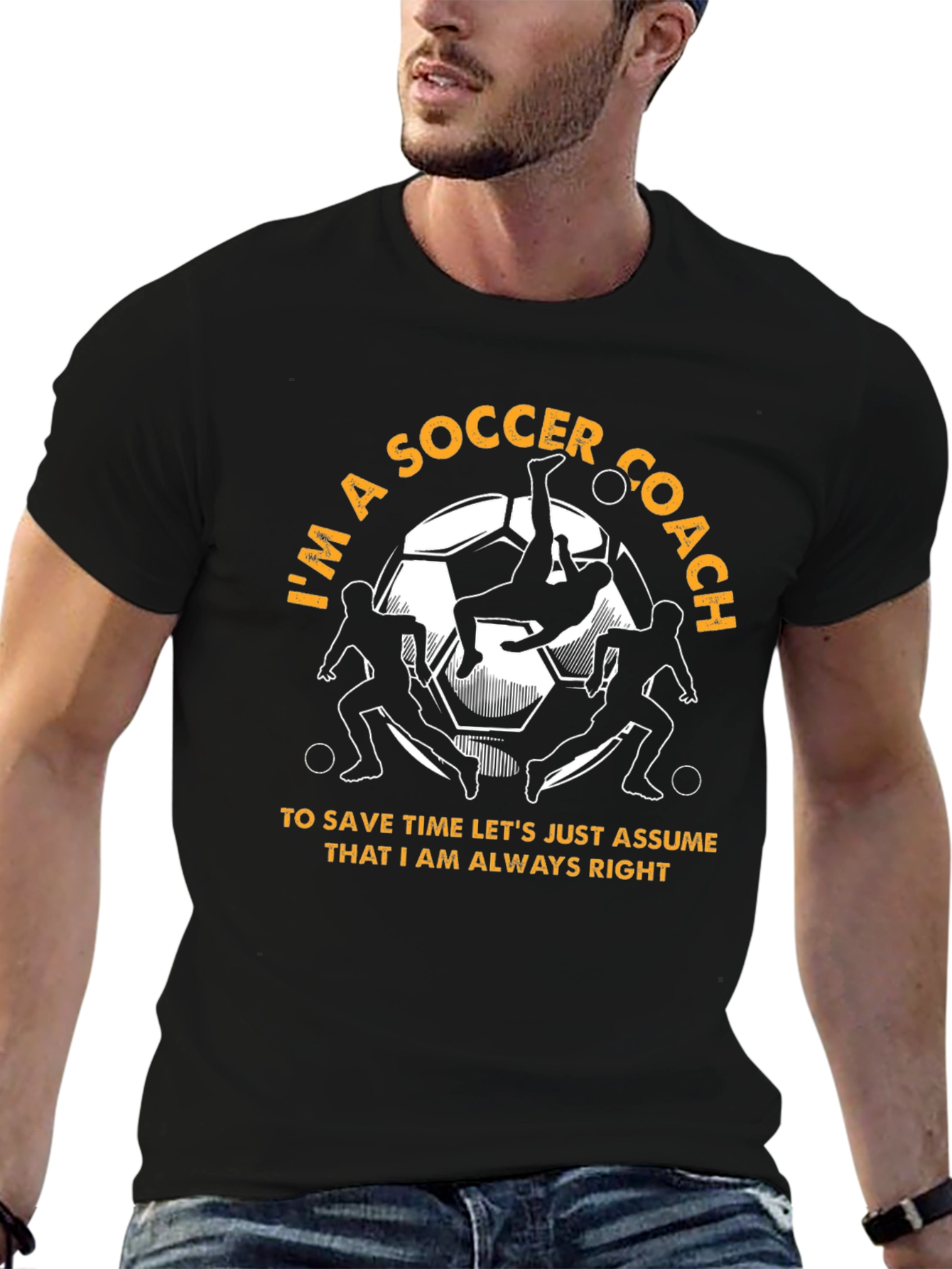 Black Soccer Coach T-Shirt - Always Right Design view 6