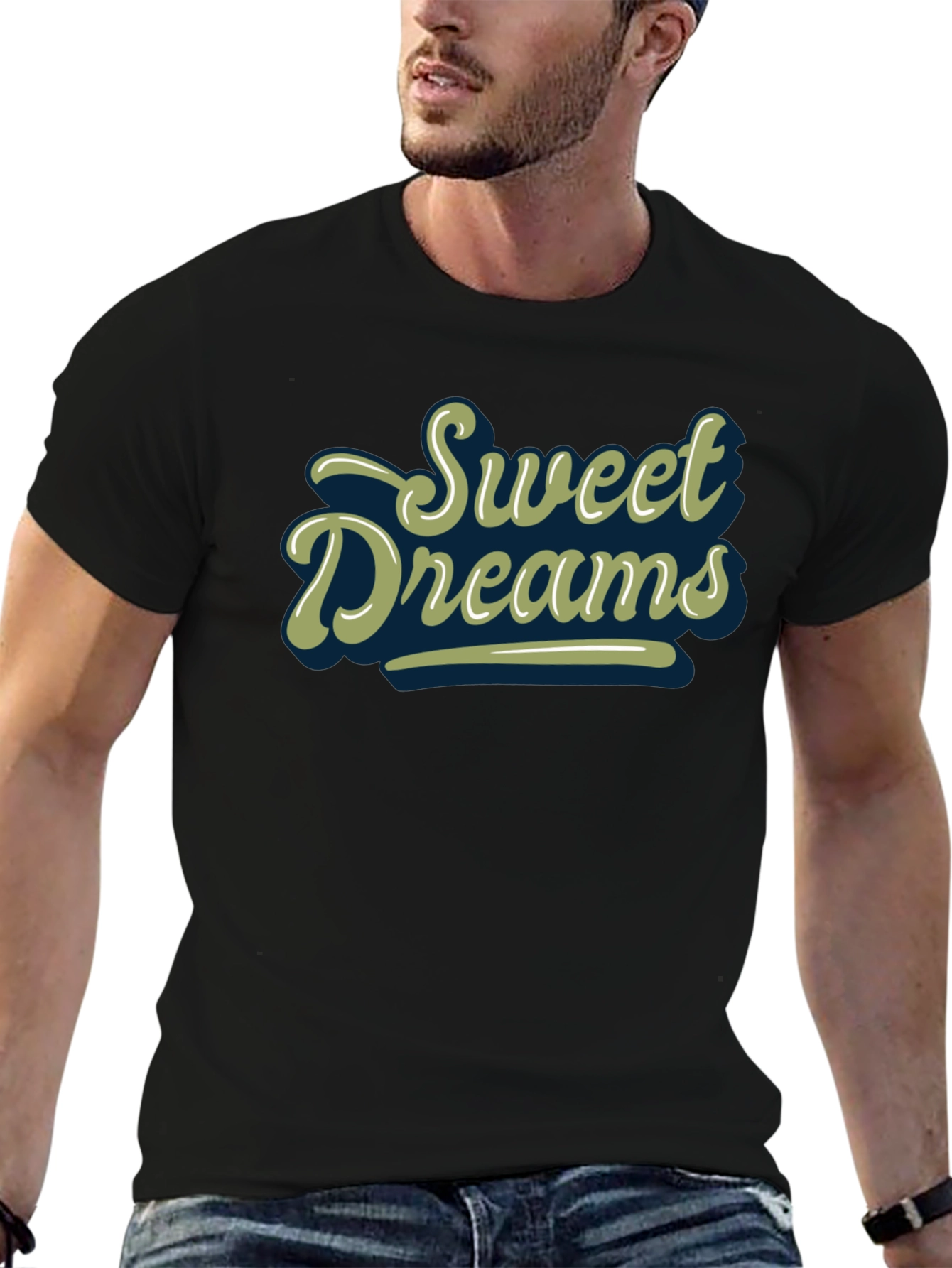 Black Sweet Dreams Graphic Print Black T-Shirt view 6