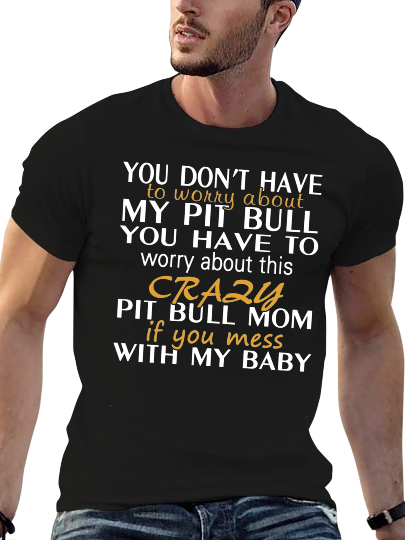 Black Crazy Pit Bull Mom T-Shirt - Funny Dog Lover Tee view 6