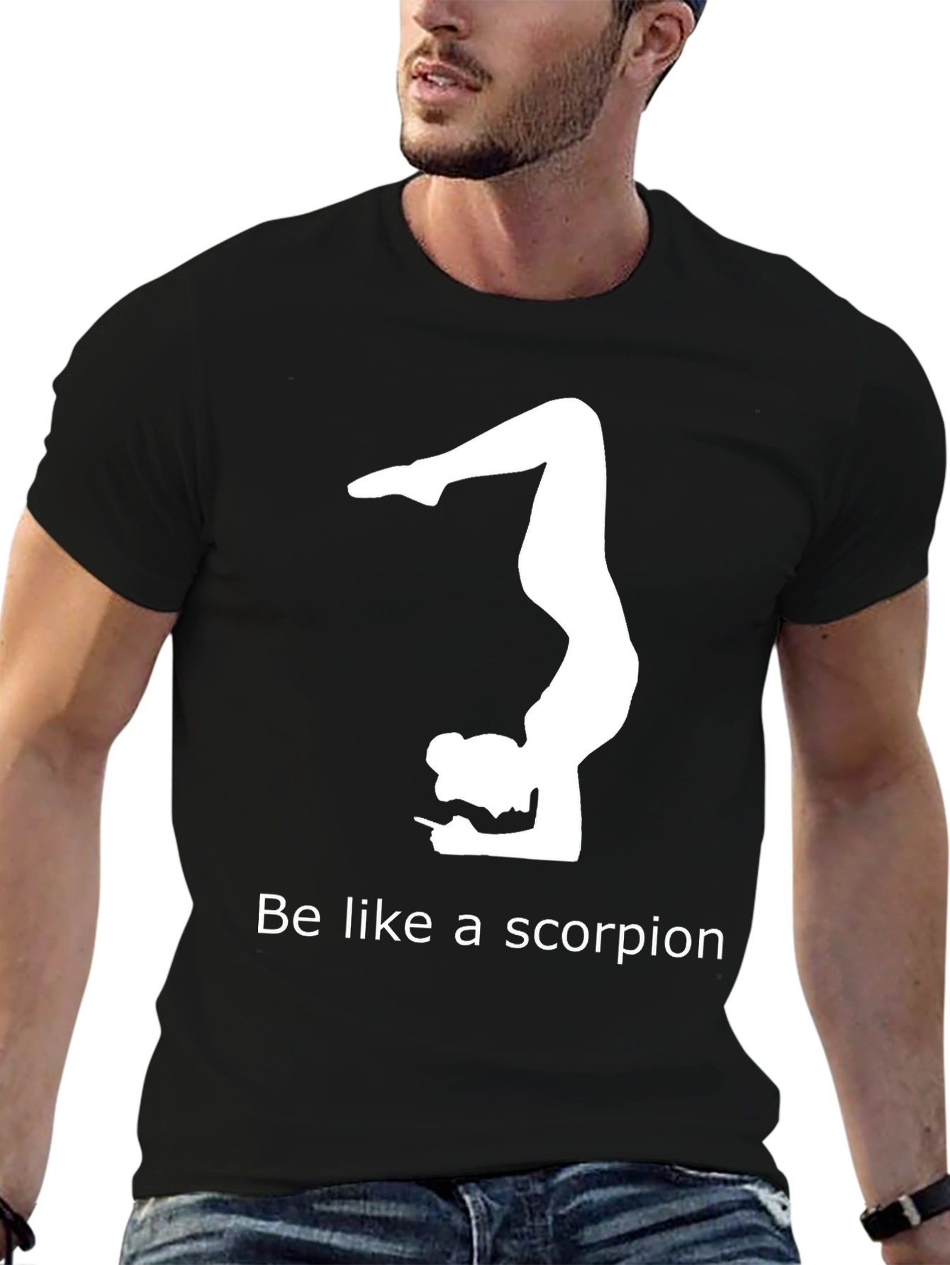 Black Yoga Scorpion Pose Graphic T-Shirt view 6