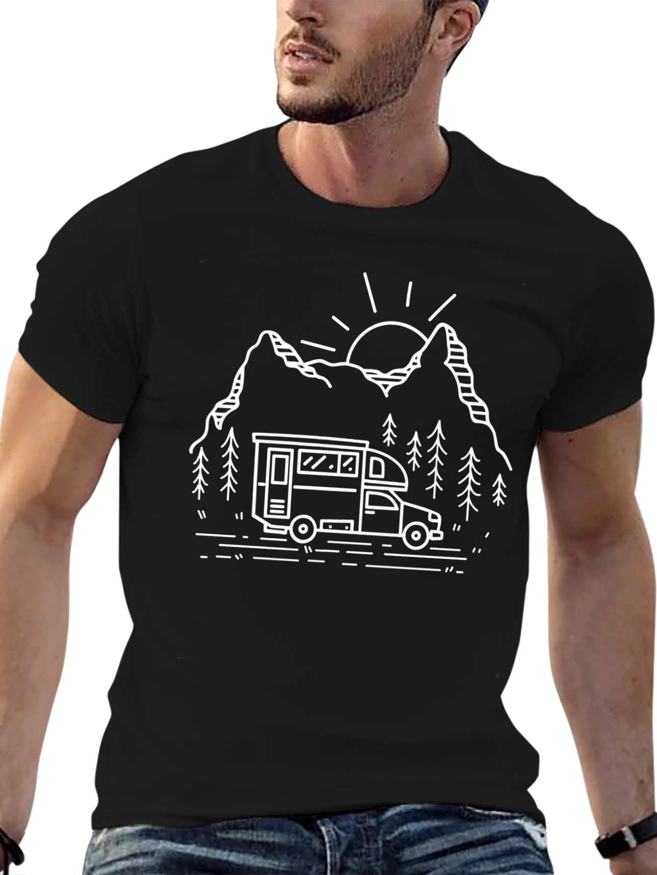 Black Adventure Camper Graphic T-Shirt - Black view 6