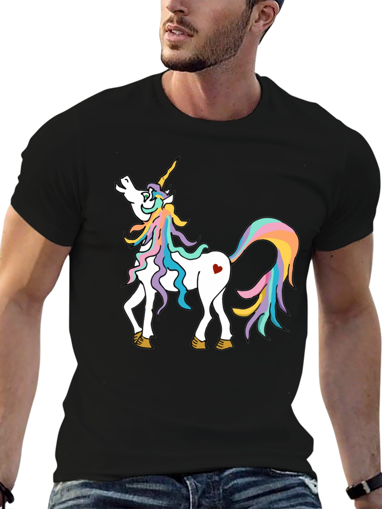 Black Unicorn Graphic Tee - Magical Rainbow Horse Shirt view 6
