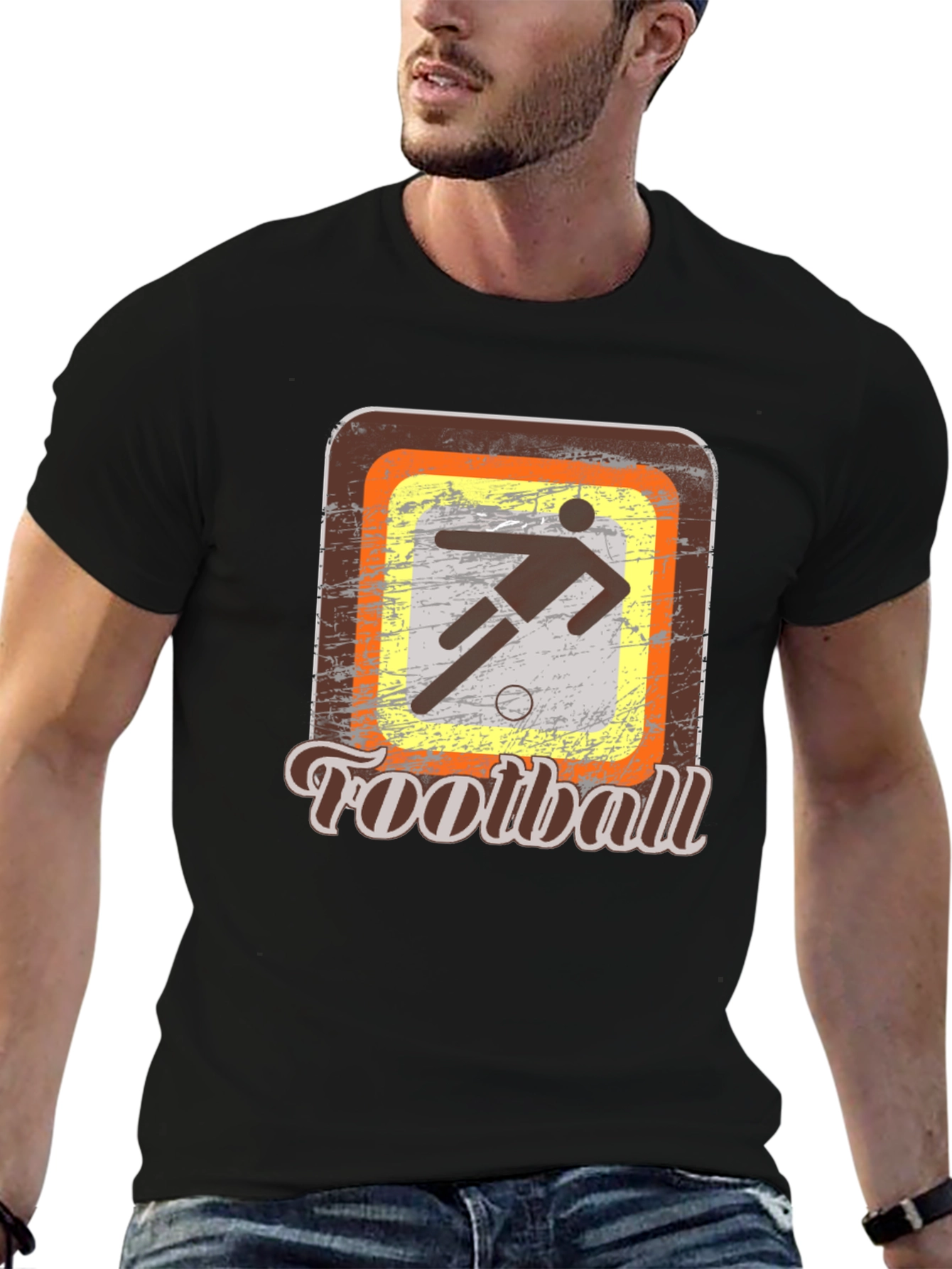 Black Retro Football Graphic Tee view 6