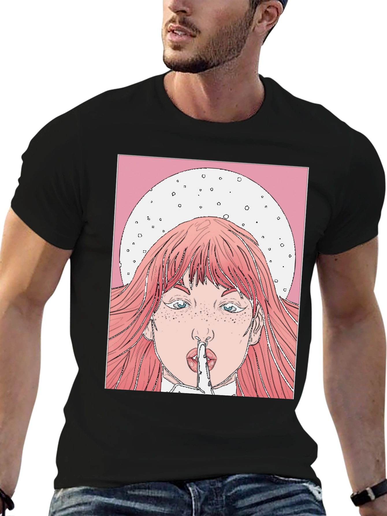 Black Shhh! Graphic Tee - Trendy Statement Shirt view 6
