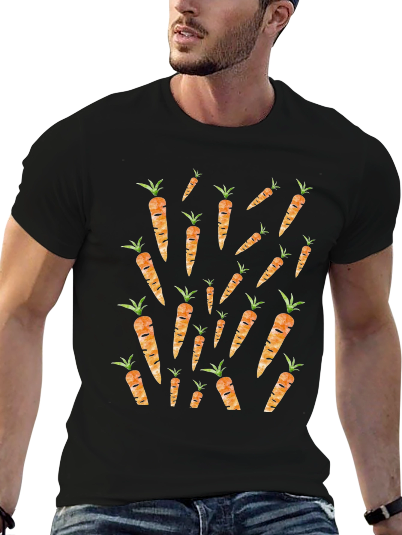 Black Carrot Pattern Graphic Tee view 6