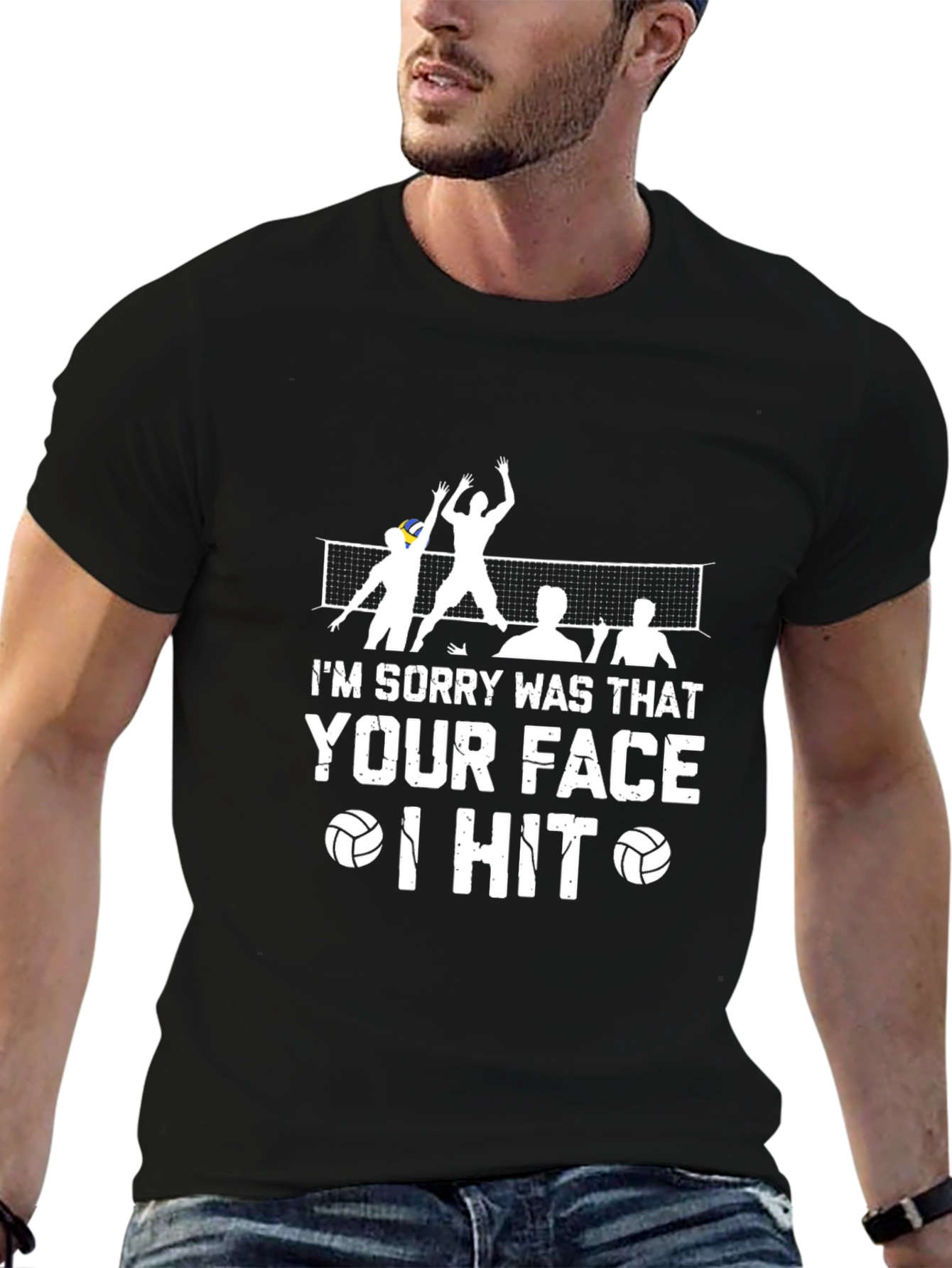 Black Volleyball "Sorry Was That Your Face" Black T-Shirt view 6