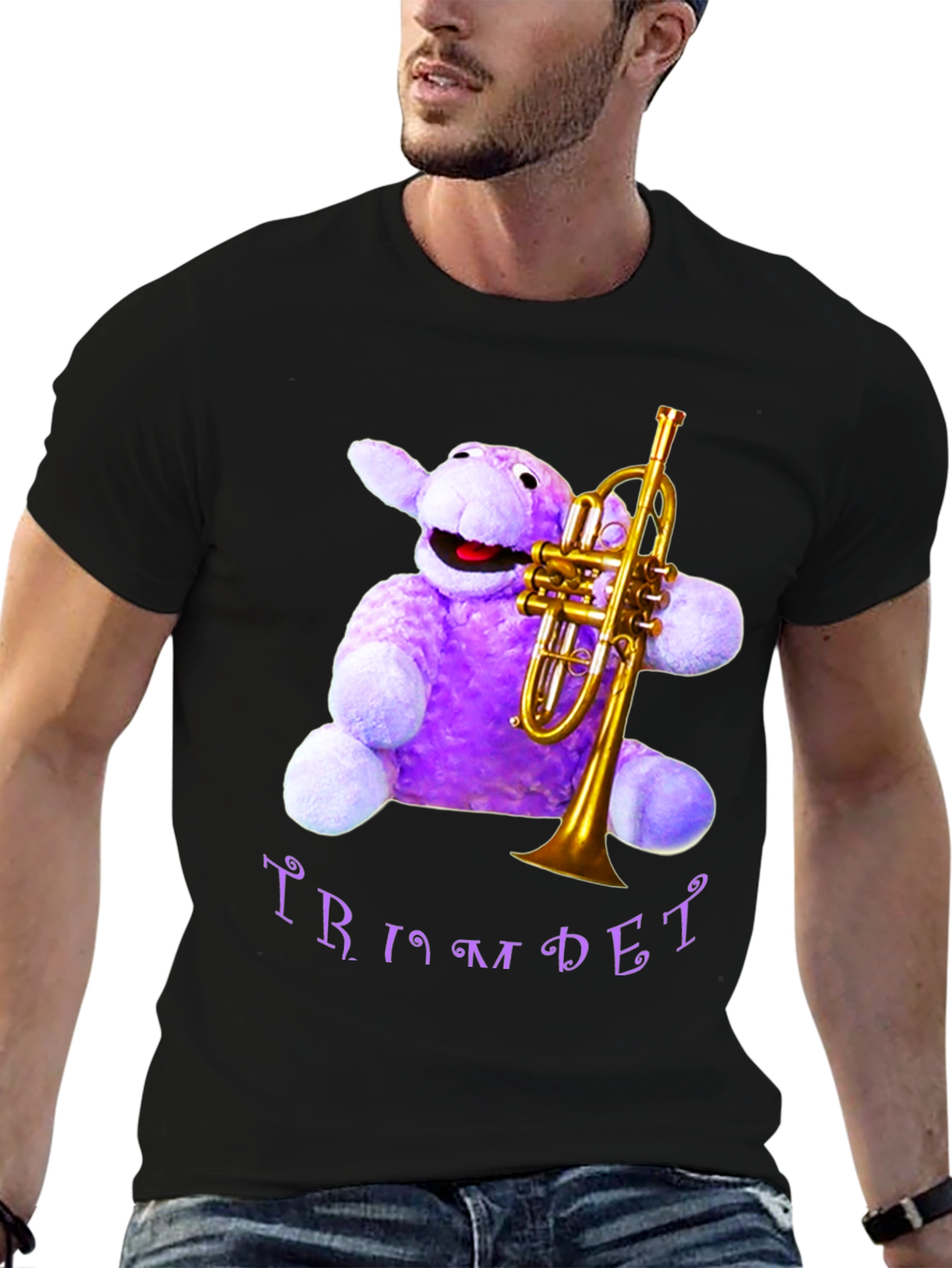 Black Purple Plush Trumpet T-Shirt view 6