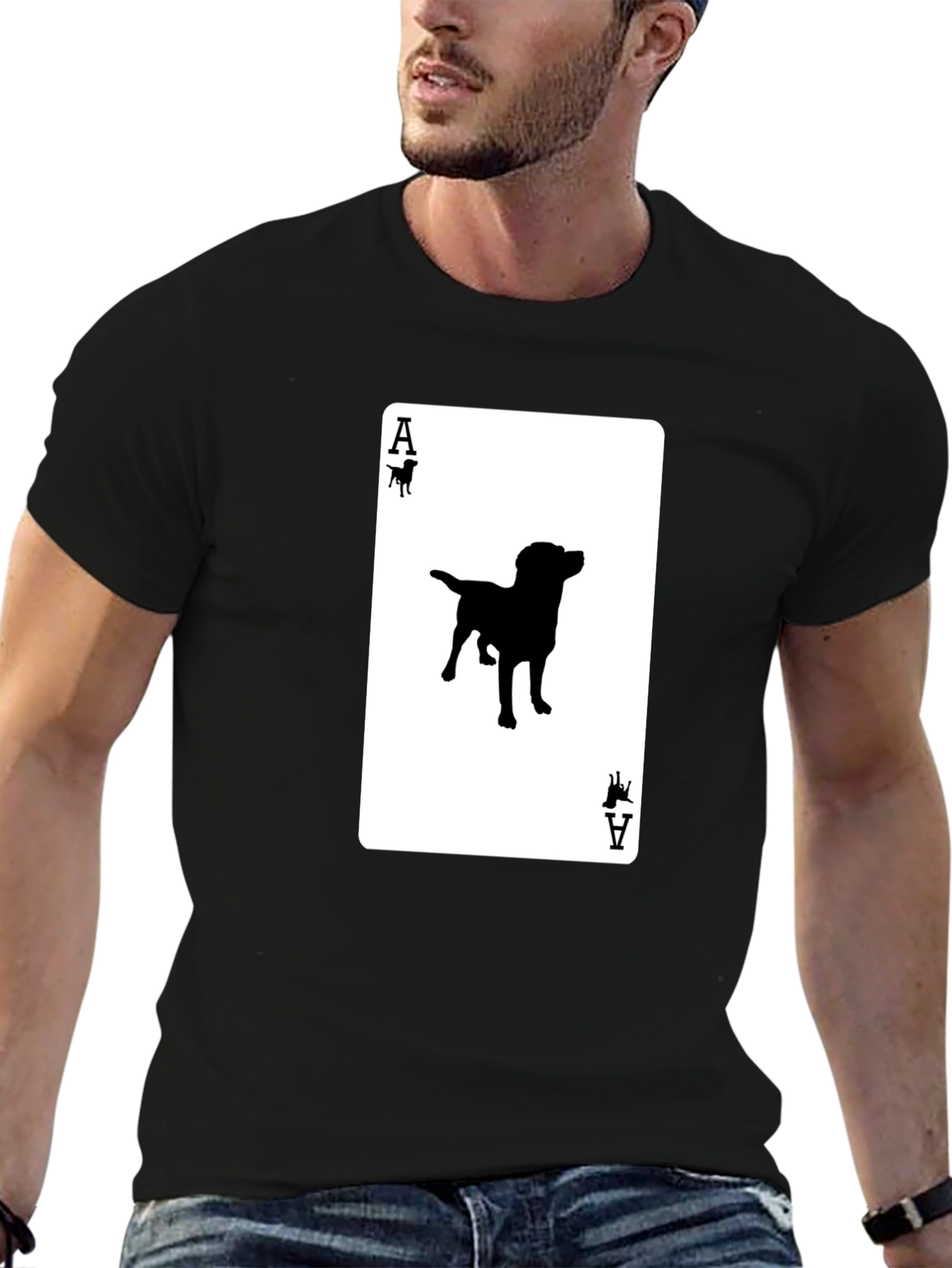 Black Ace of Dogs T-Shirt - Novelty Canine Card Tee view 6