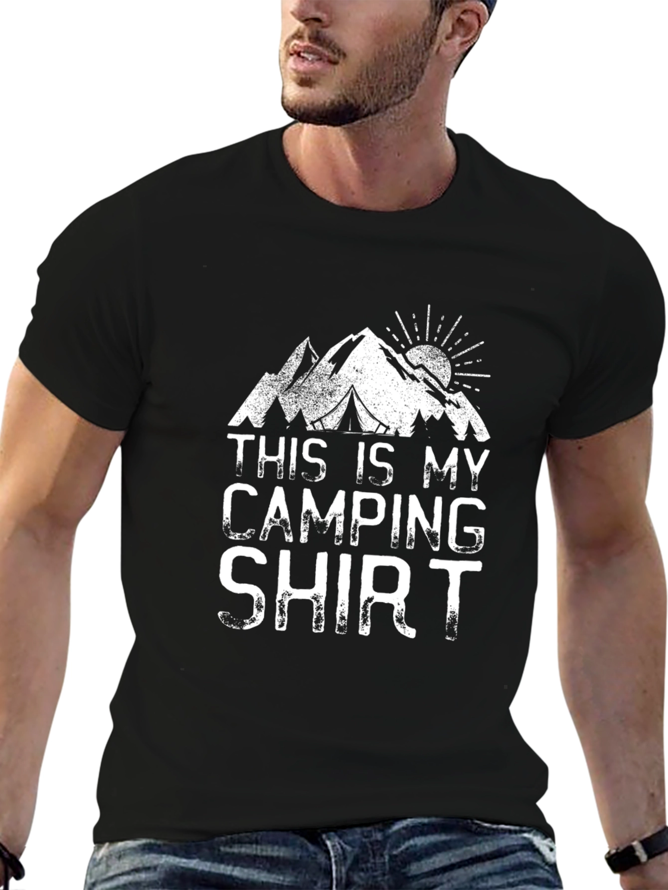Black Camping Shirt - This Is My Camping Shirt Black Cotton Tee view 6