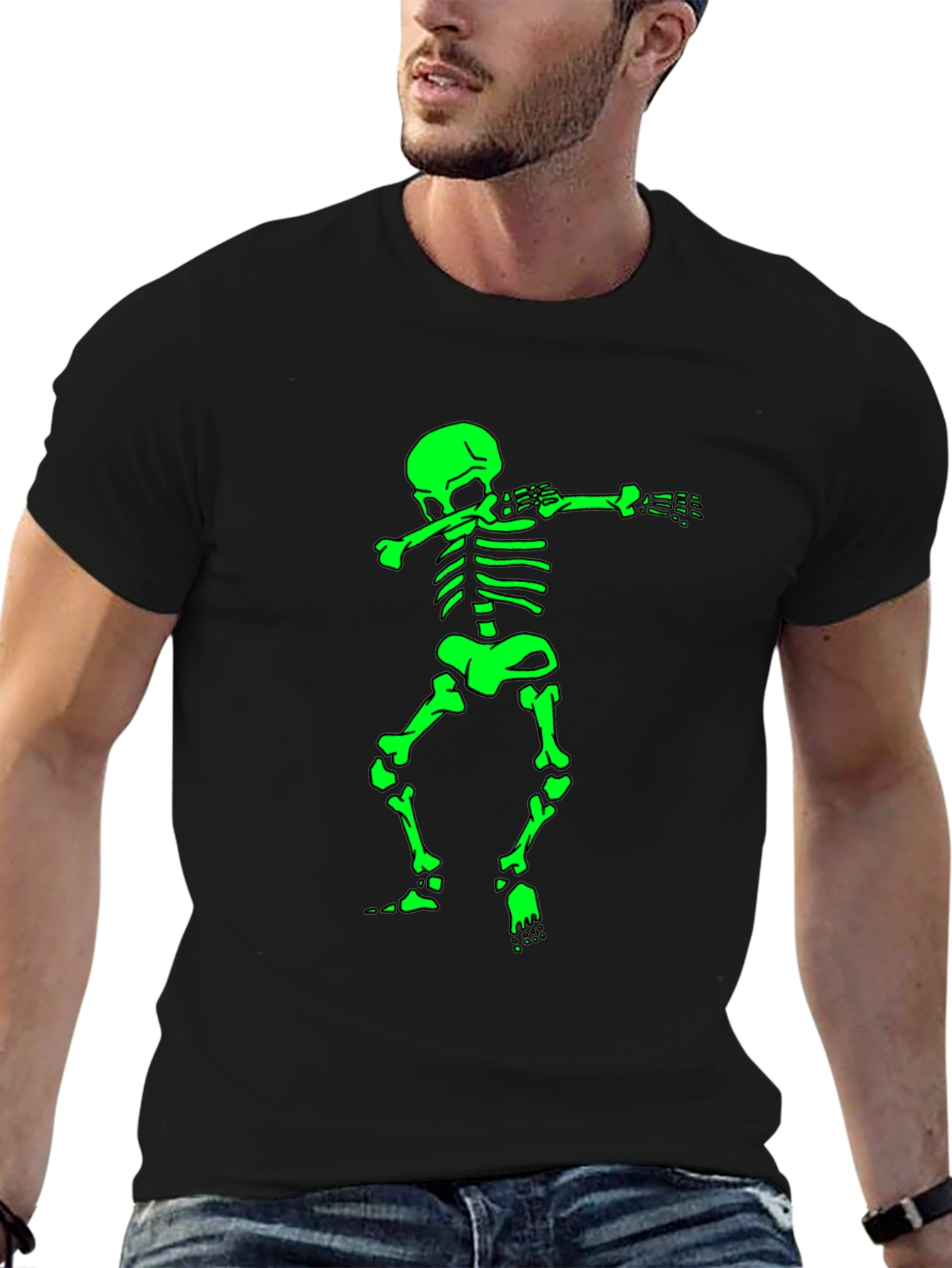Black Dabbing Skeleton Graphic Tee view 6