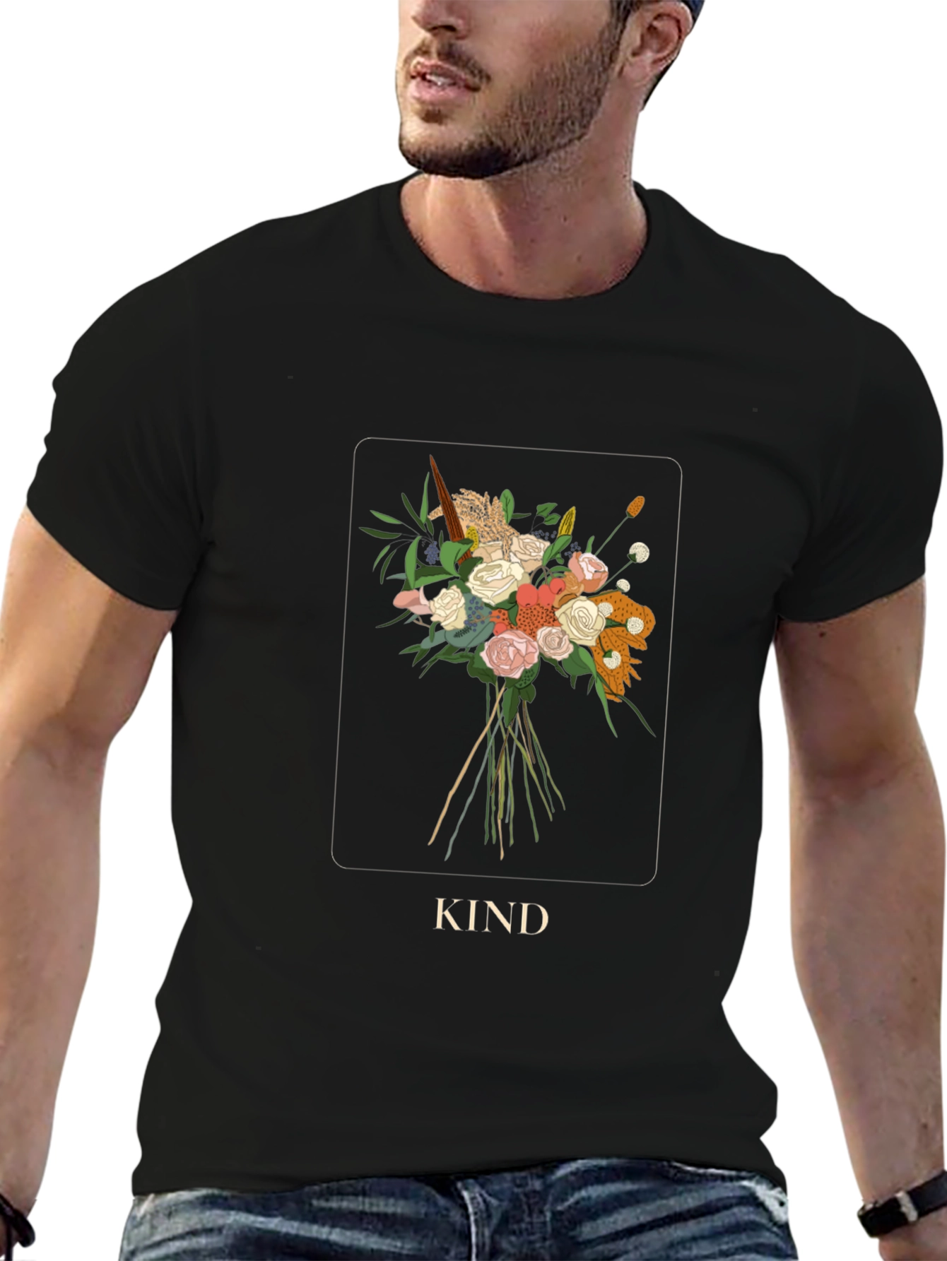 Black Kind Floral Bouquet Graphic Tee view 6