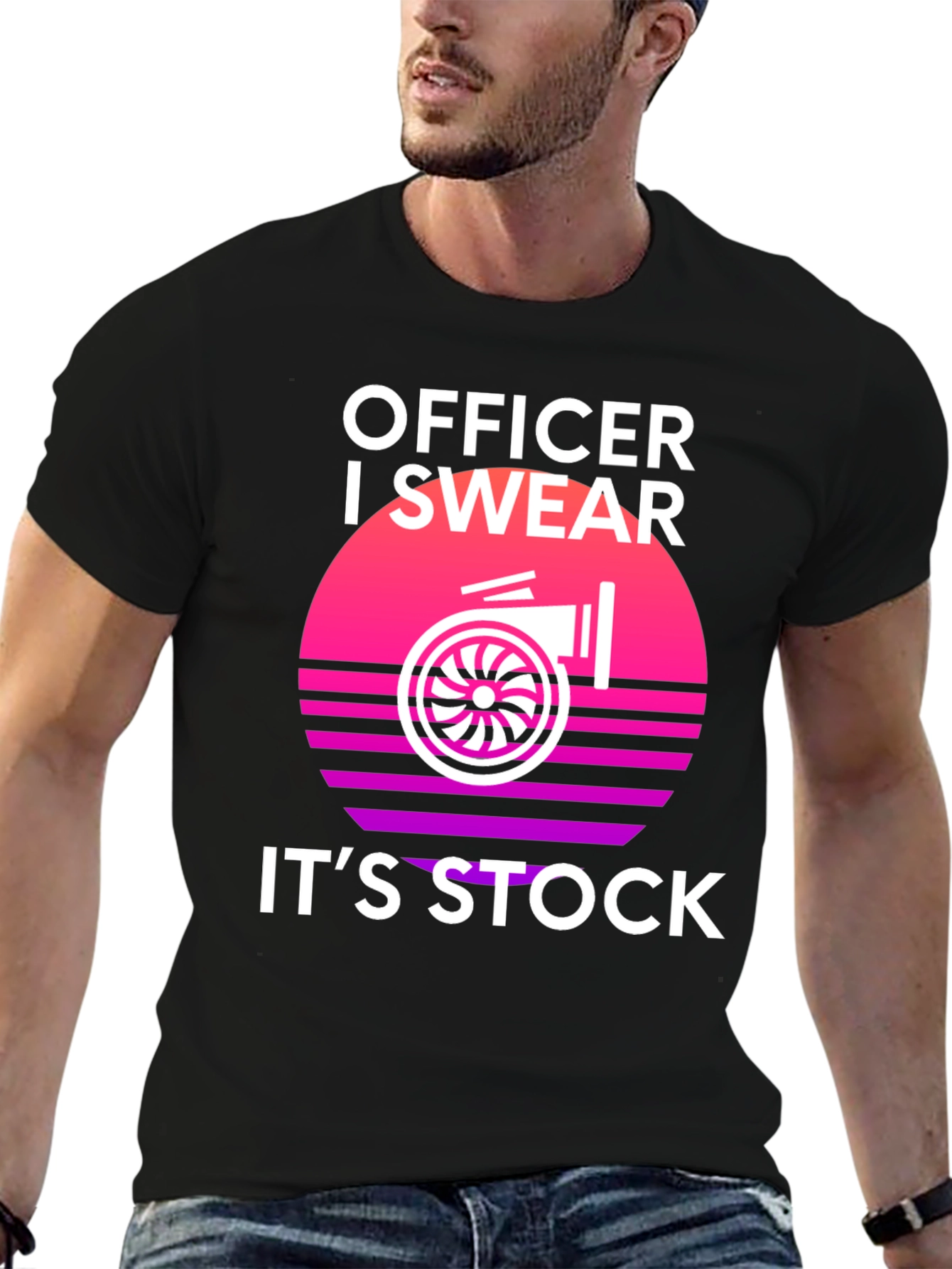 Black Officer I Swear It's Stock Turbo T-Shirt view 6