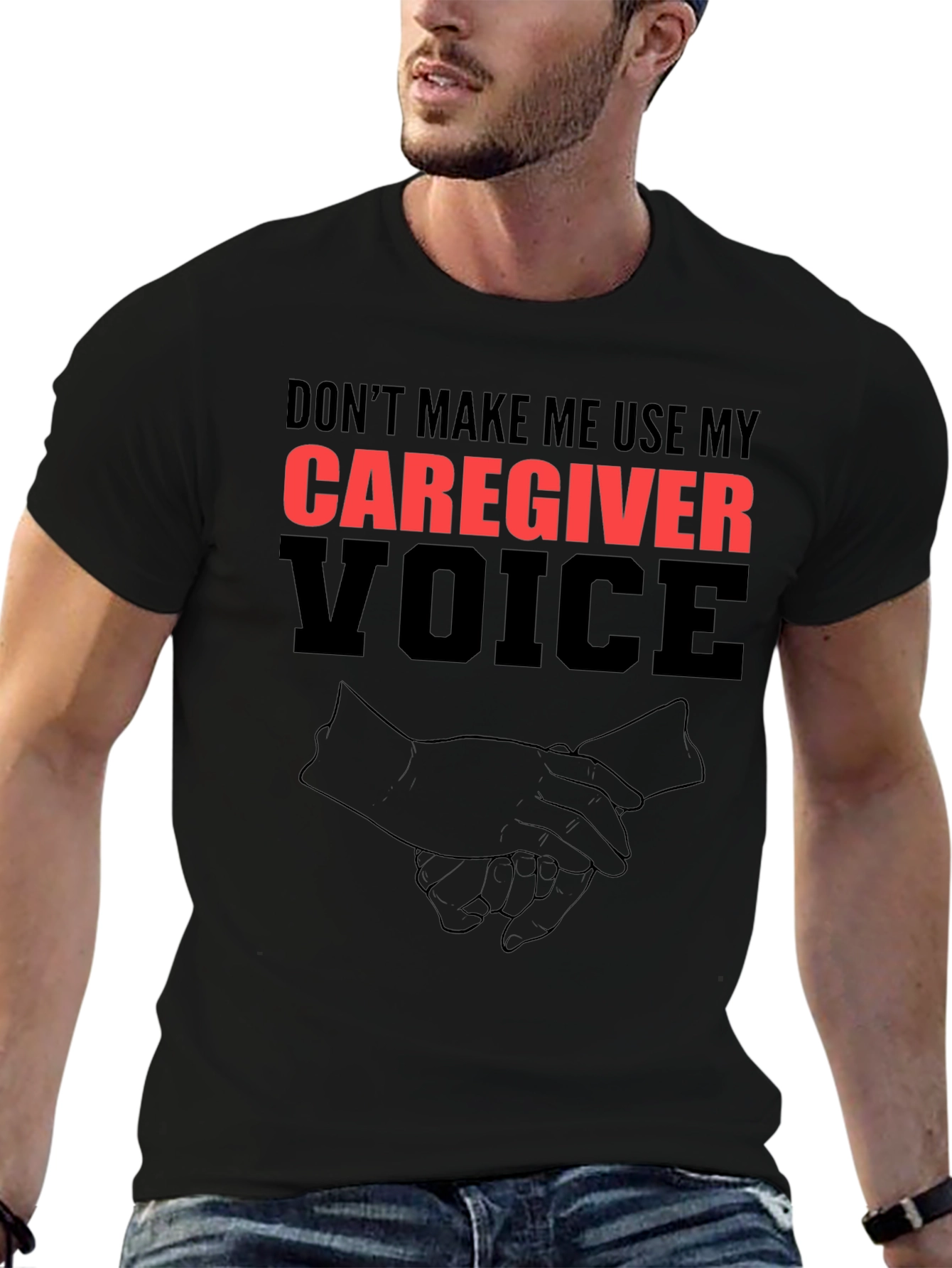 Black Caregiver Voice T-Shirt - Funny Graphic Tee view 6