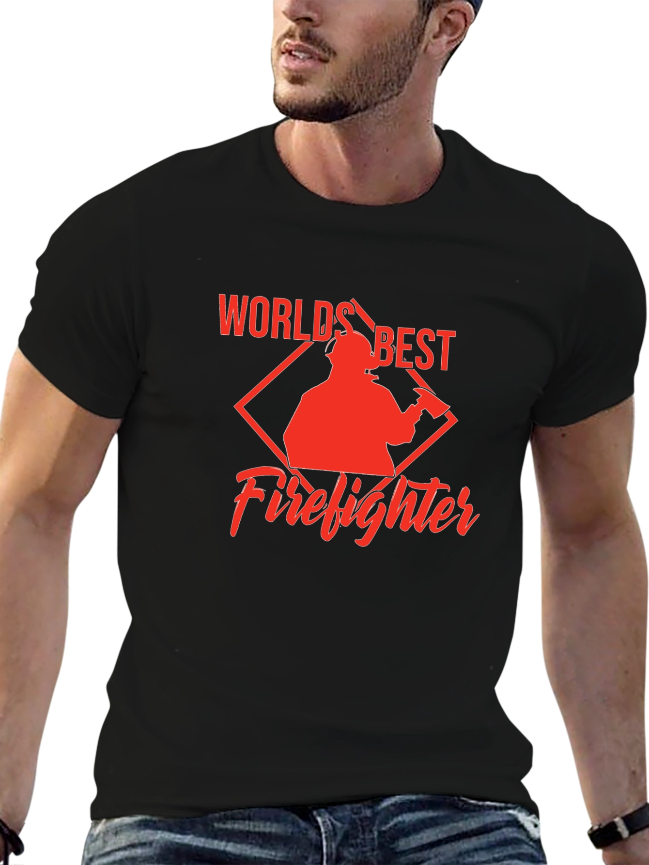 Black World's Best Firefighter Graphic T-Shirt view 6