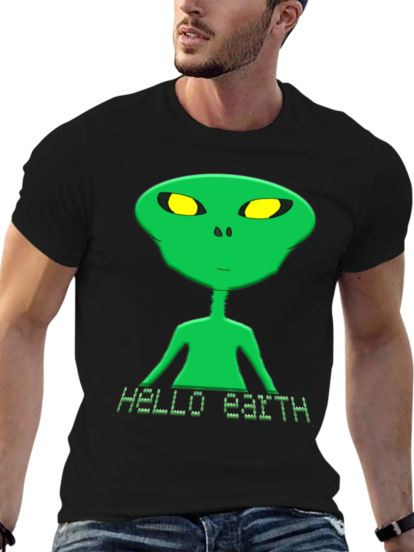 Black Hello Earth Alien Graphic Tee - Black T-Shirt view 6