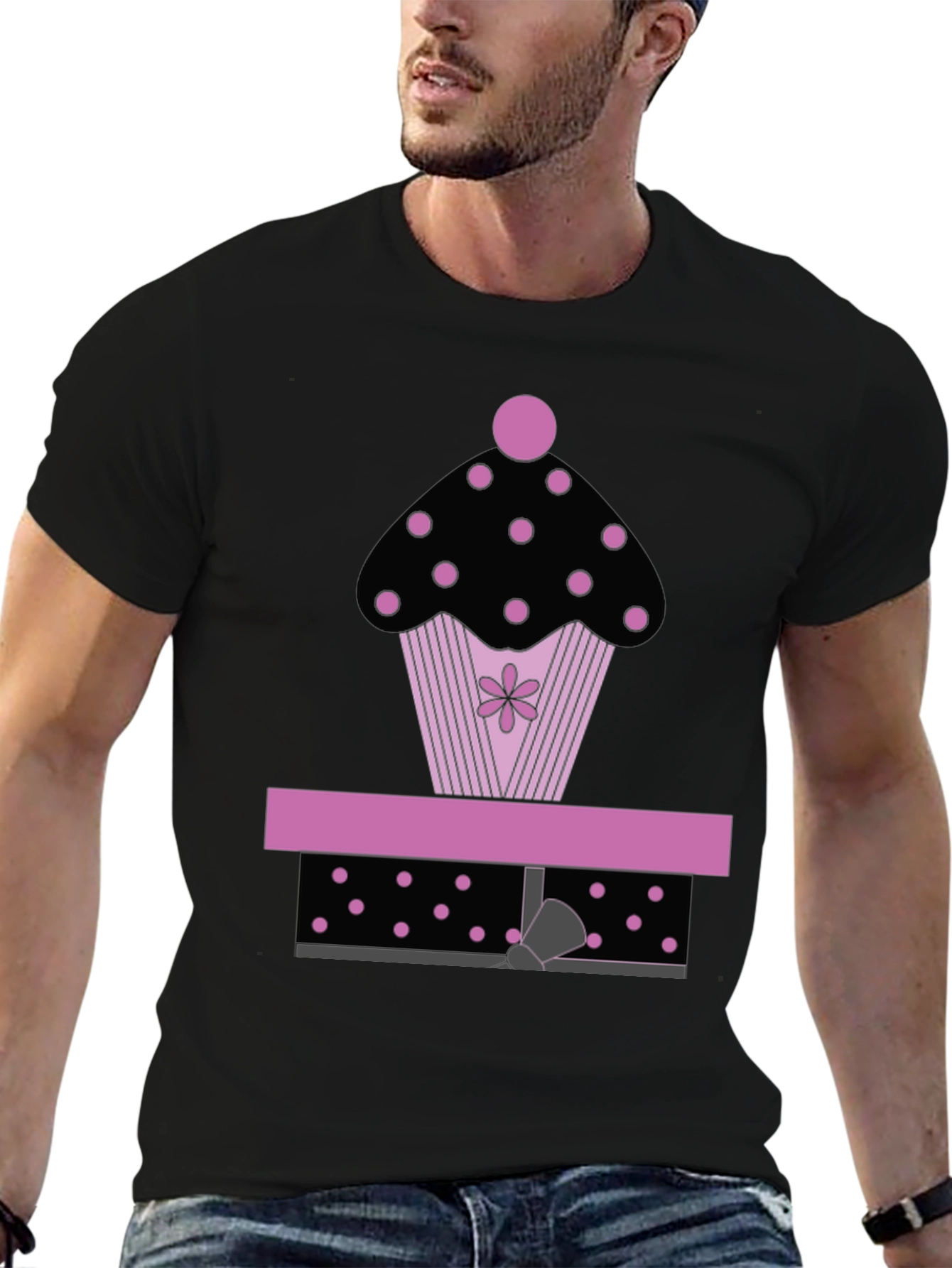 Black Cupcake Gift Graphic Tee - Black T-Shirt view 6
