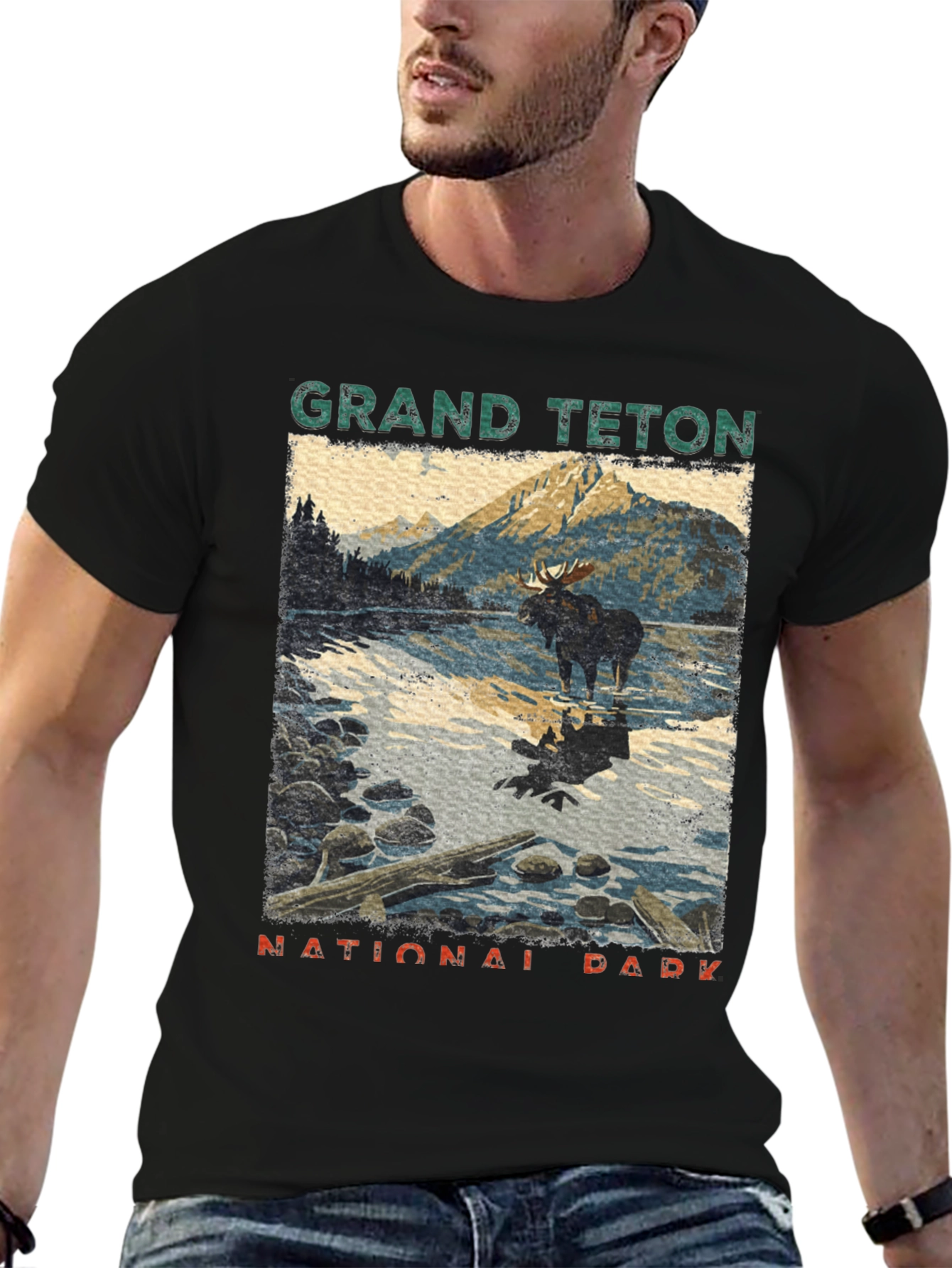 Black Grand Teton National Park Moose Graphic Tee view 6