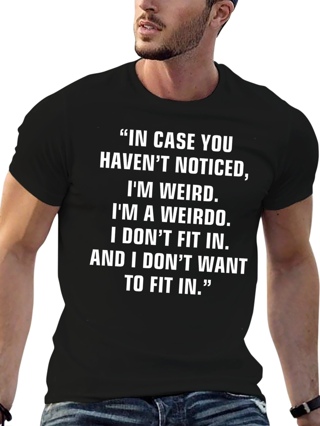 Black Weirdo Statement T-Shirt - Comfortable Fit view 6