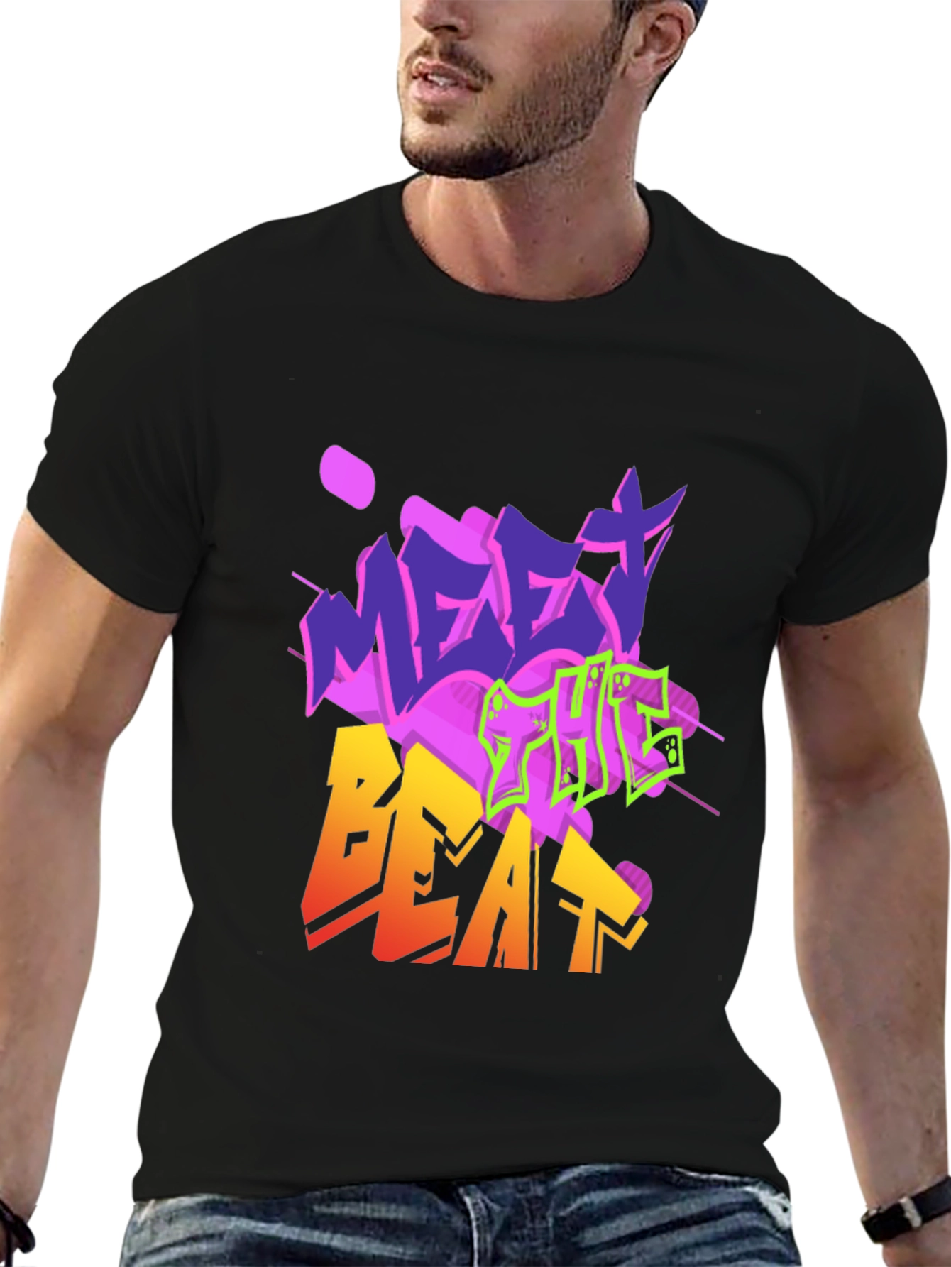 Black Meet the Beat Graphic Tee - Trendy Streetwear Style view 6