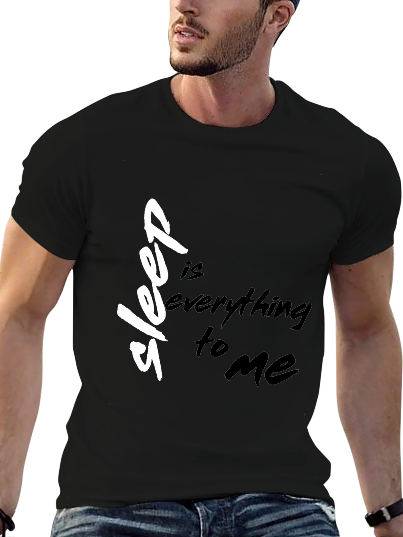 Black Sleep Is Everything to Me Black T-Shirt view 6