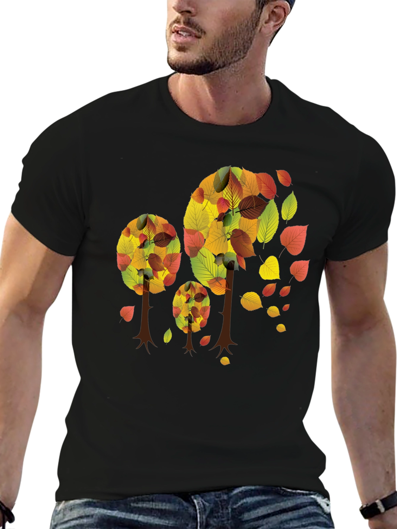 Black Autumn Trees Black T-Shirt view 6