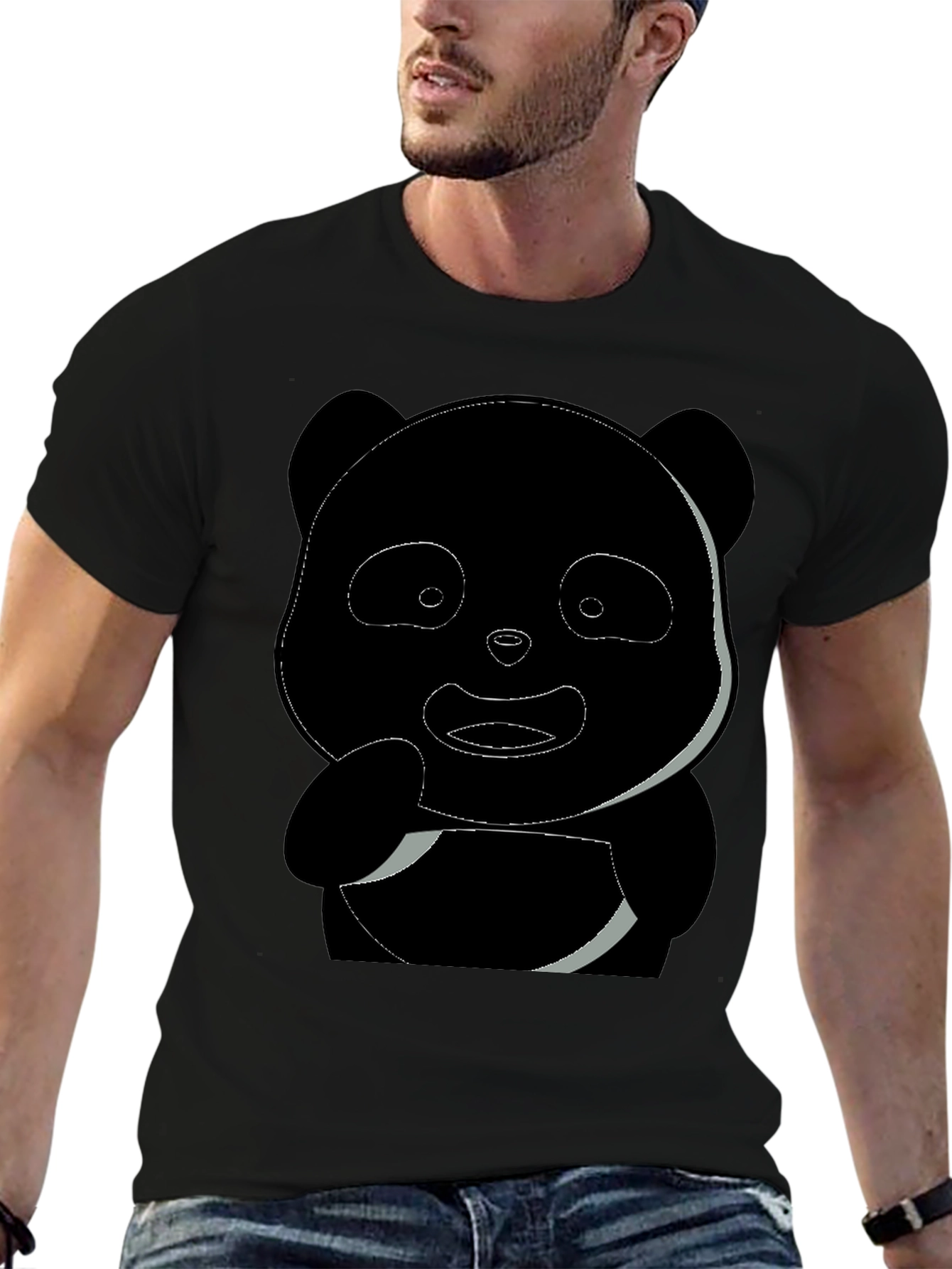 Black Panda Graphic Men's Black T-Shirt view 6