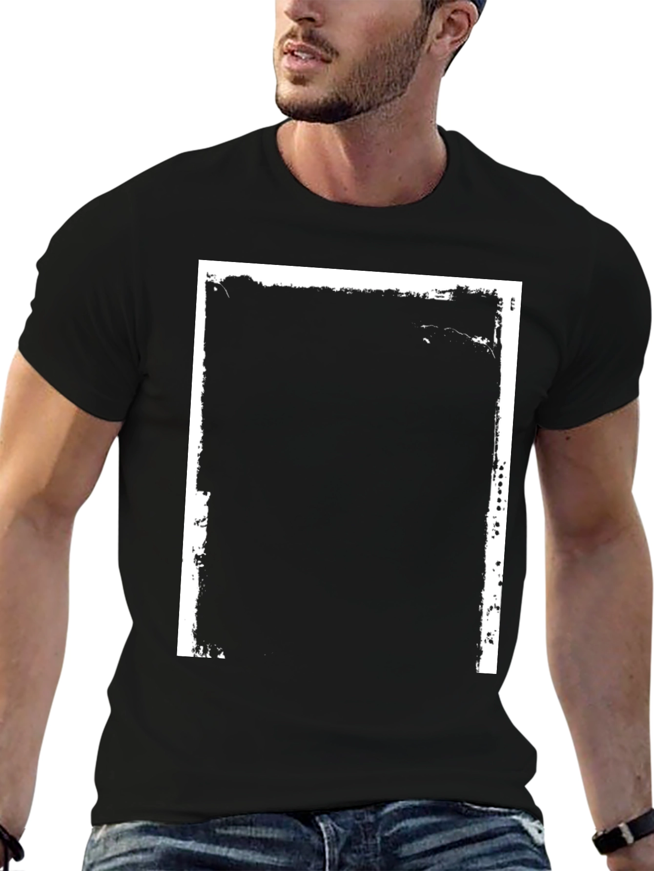 Black Black T-Shirt with Distressed Frame view 6