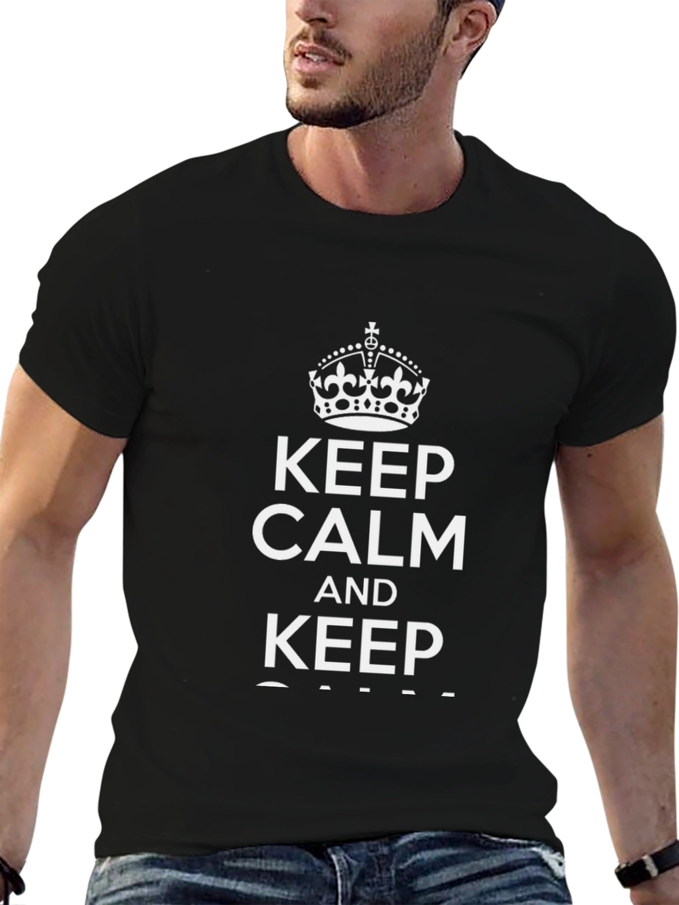 Black Keep Calm T-Shirt - Men's Short Sleeve Crew Neck view 6