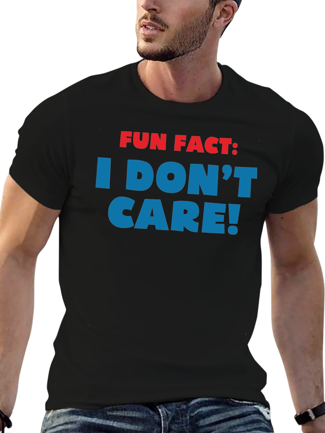 Black Fun Fact I Don't Care! Novelty Graphic Tee view 6