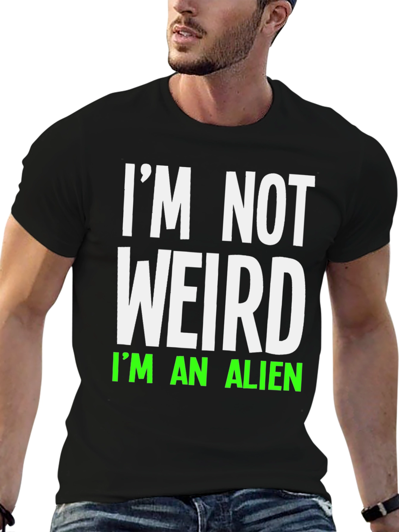 Black I'm Not Weird I'm An Alien T-Shirt view 6