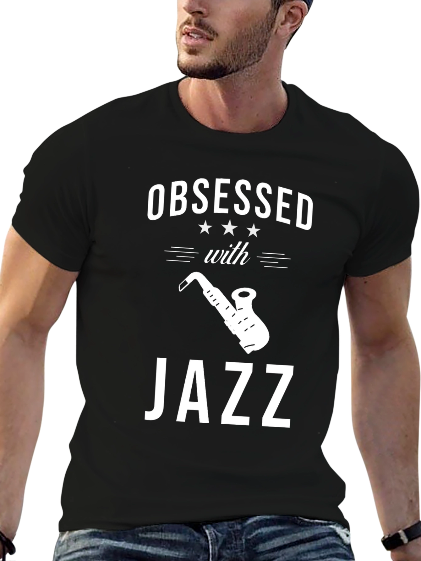 Black Obsessed with Jazz T-Shirt view 6