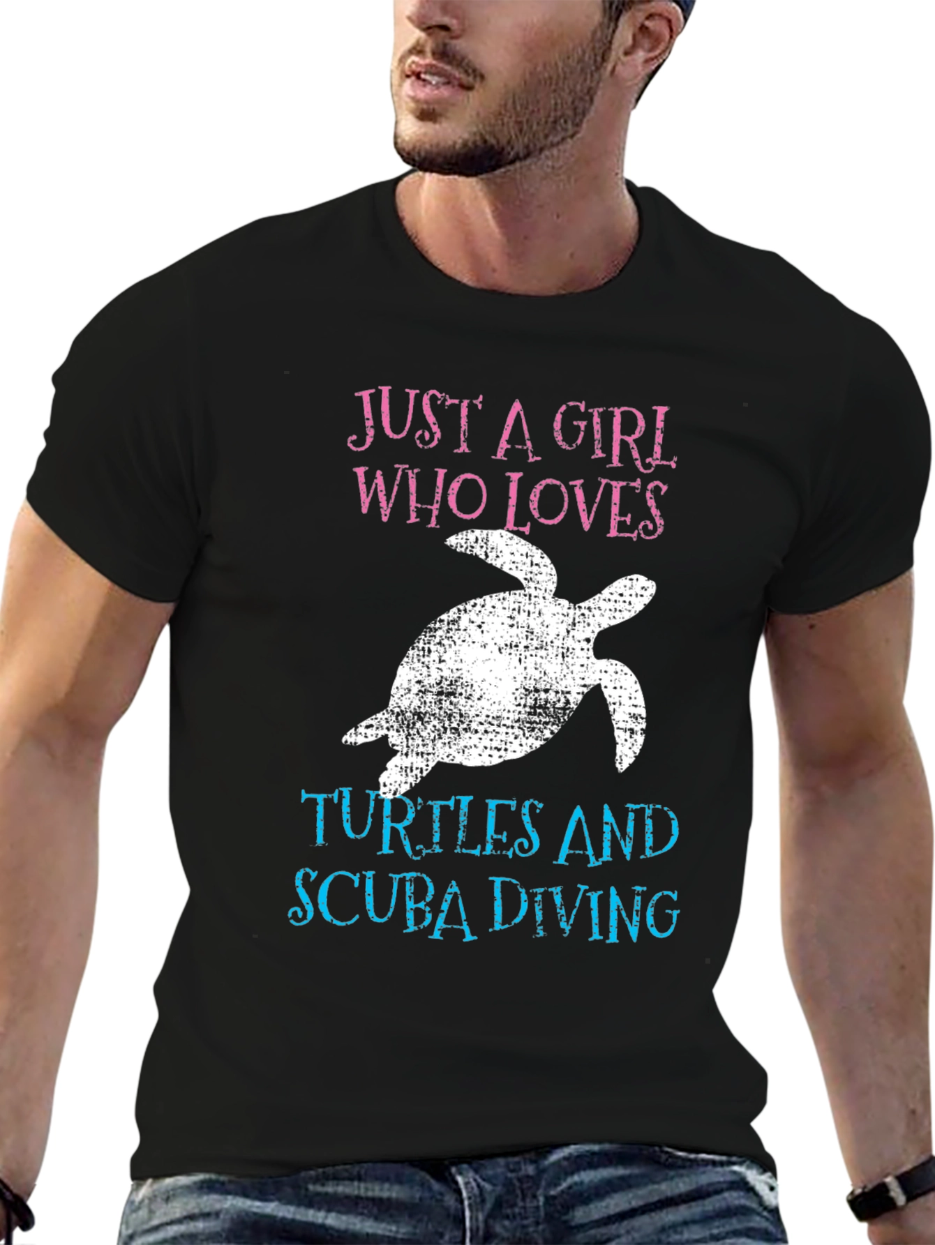 Black Girl Who Loves Turtles & Scuba Diving T-Shirt view 6