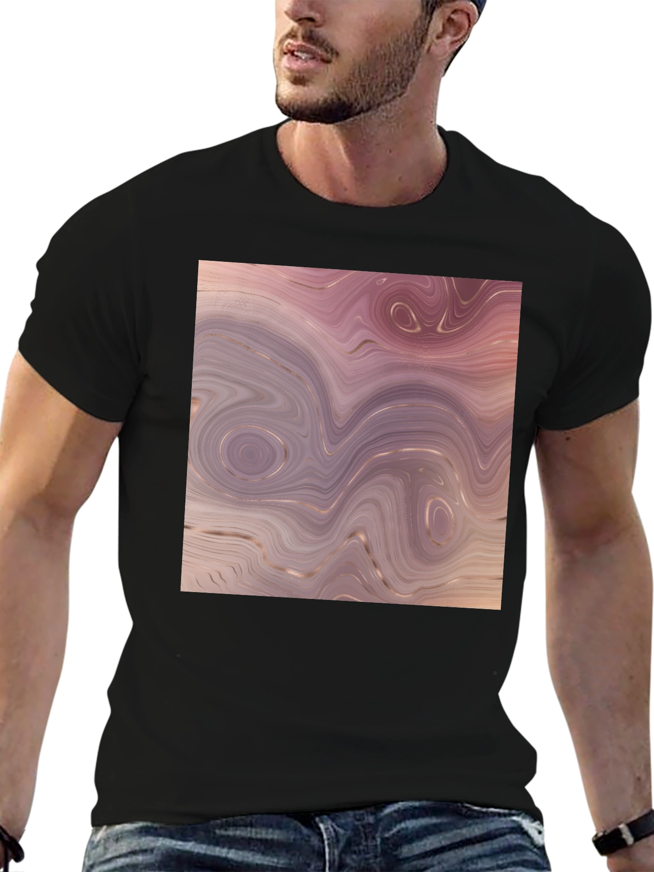 Black Marble Swirl Graphic Tee - Black view 6