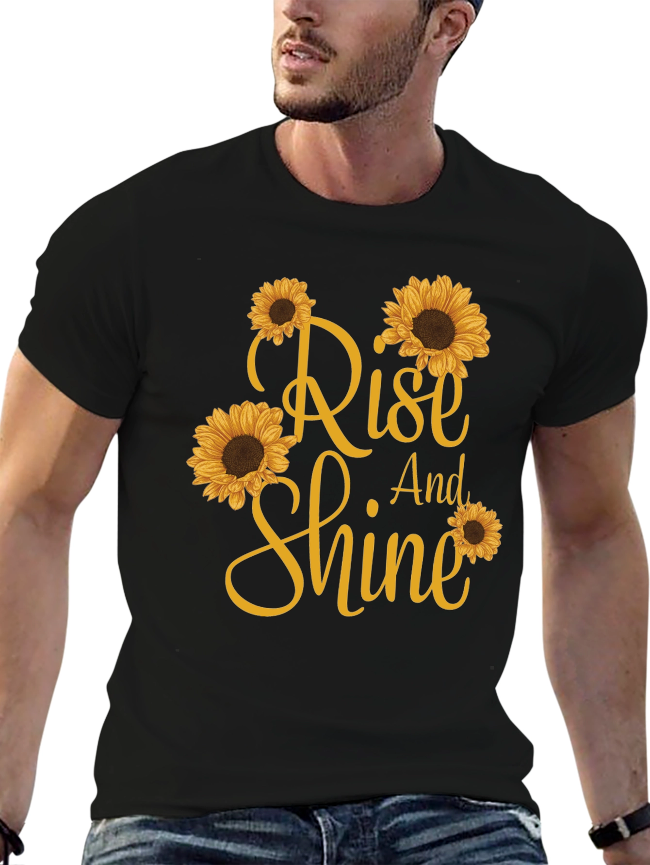 Black Rise and Shine Sunflower Graphic T-Shirt view 6