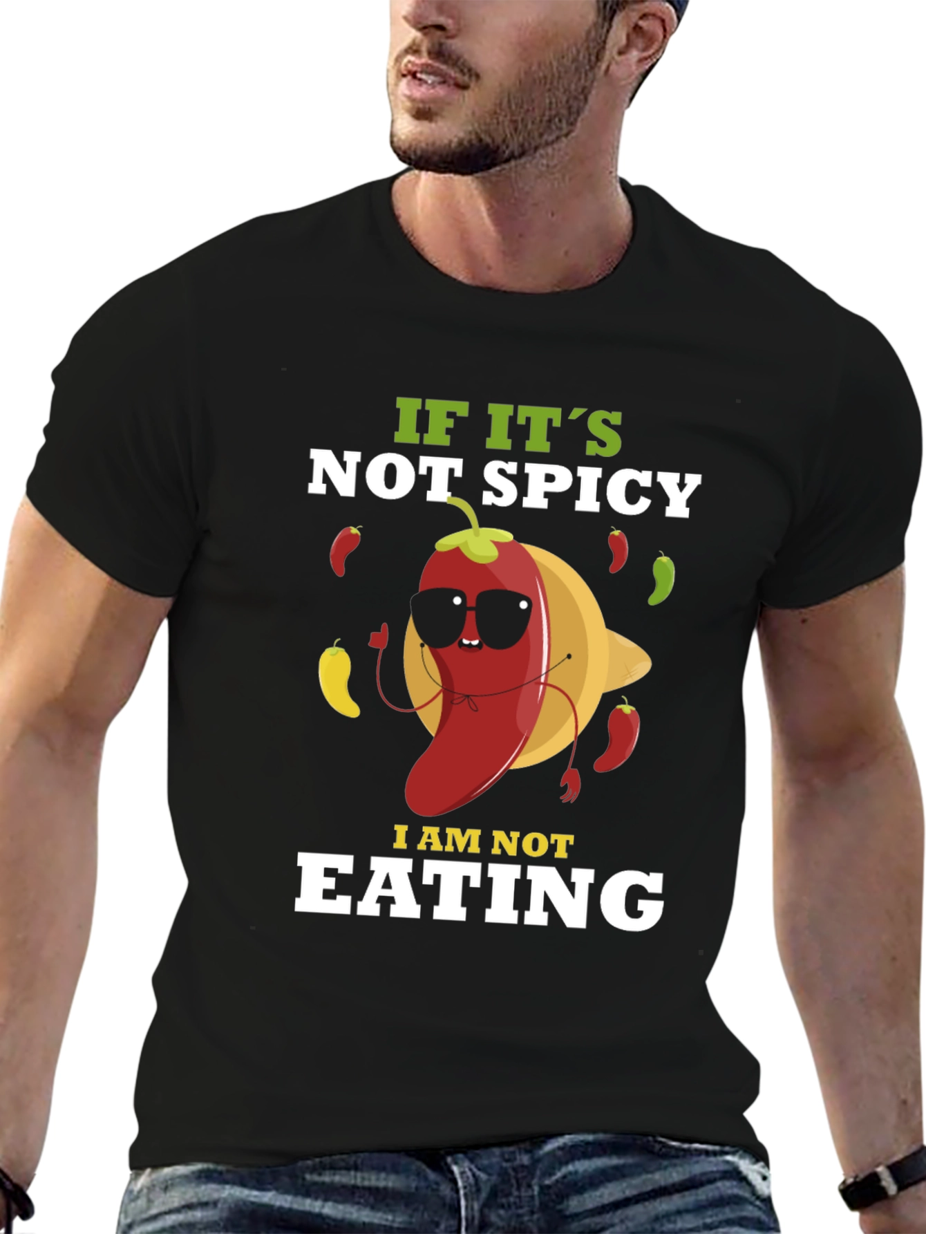 Black Spicy Food Lover T-Shirt - "If It's Not Spicy, I Am Not Eating" view 6