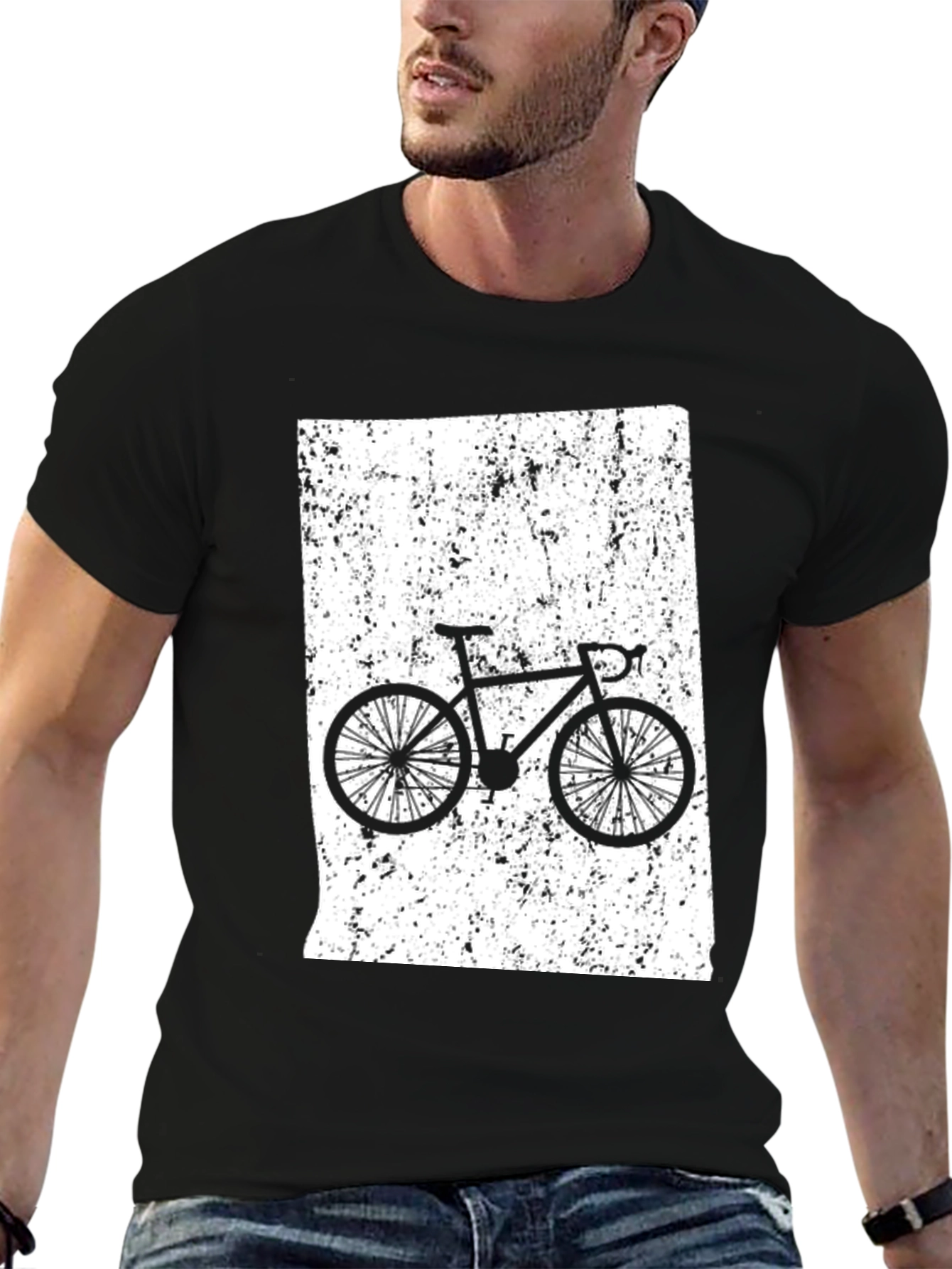 Black Cycling T-Shirt - Black - Bike Rider Design view 6