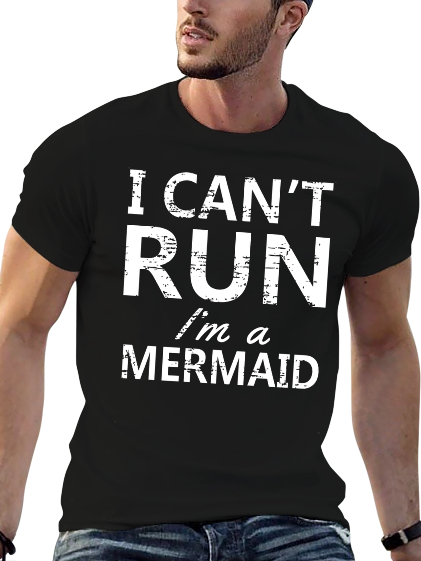 Black Funny Mermaid T-Shirt - I Can't Run Mermaid Tee view 6