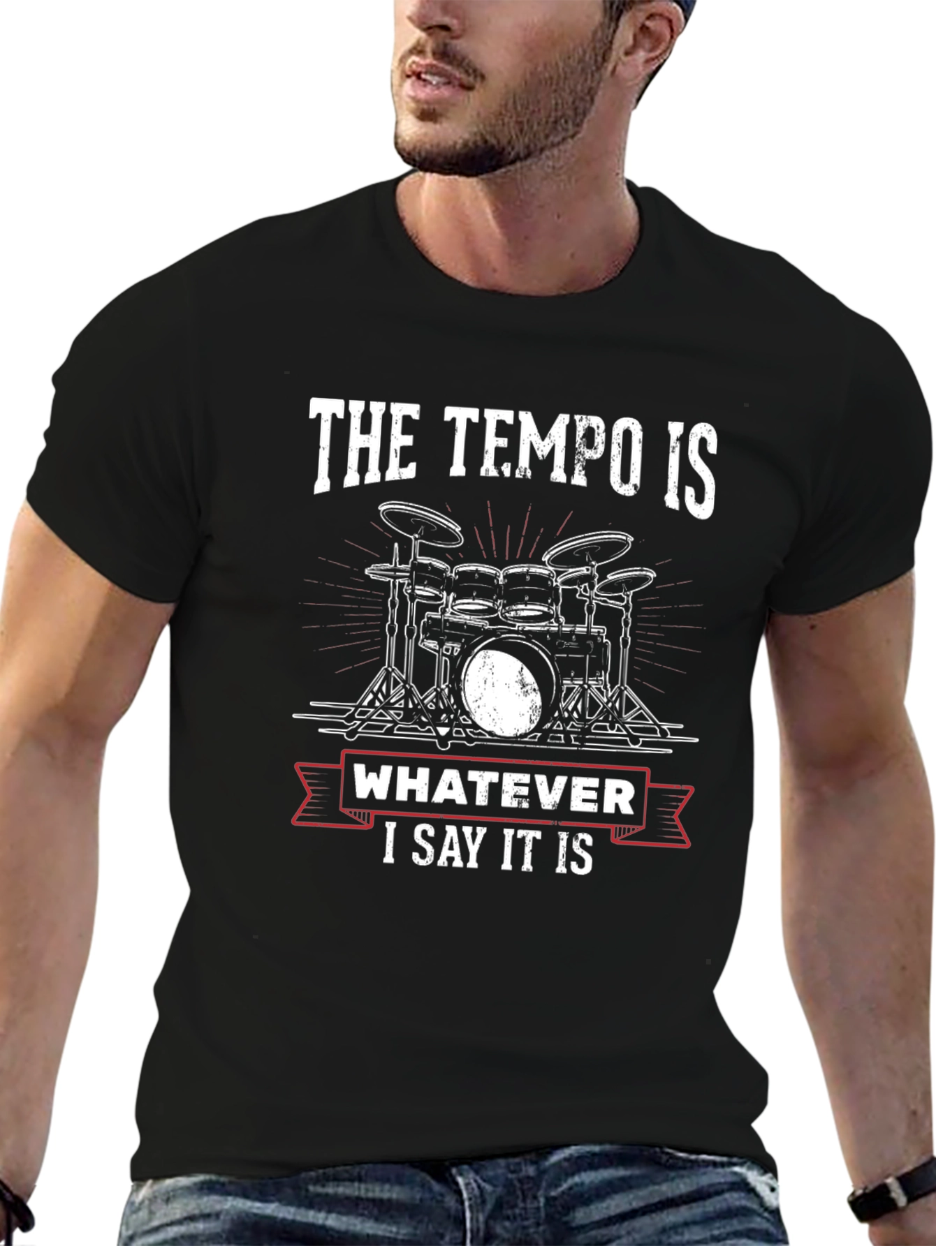 Black The Tempo Is Whatever I Say It Is Drummer T-Shirt view 6