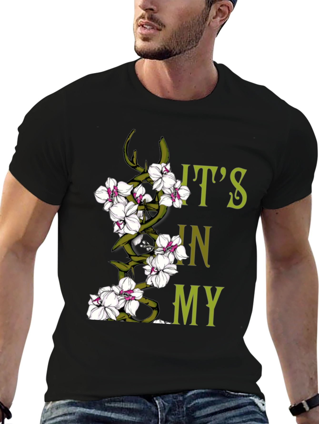 Black Floral Orchid T-Shirt - It's In My Nature Graphic Tee view 6