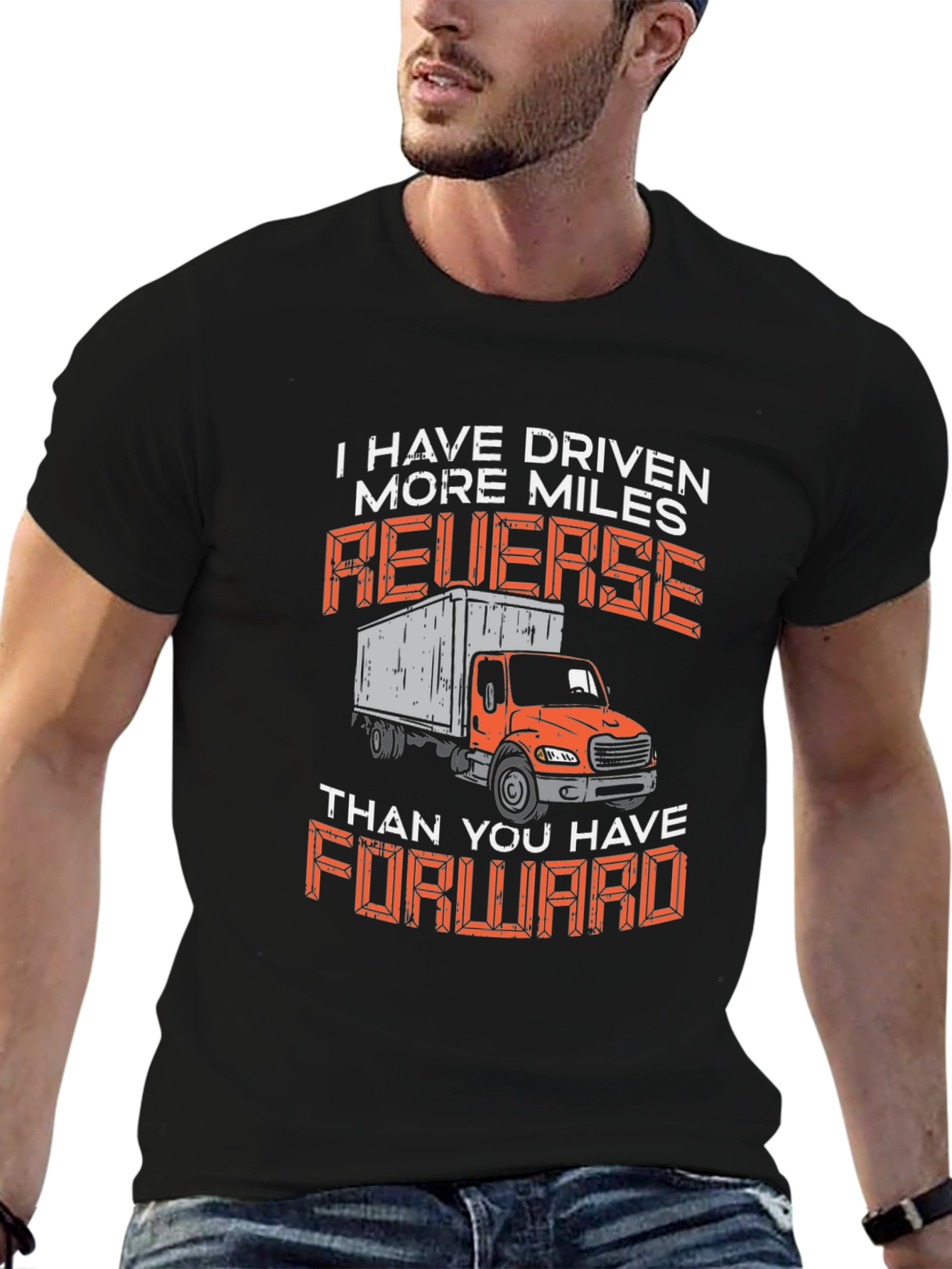 Black Truck Driver Humor T-Shirt Reverse Miles view 6