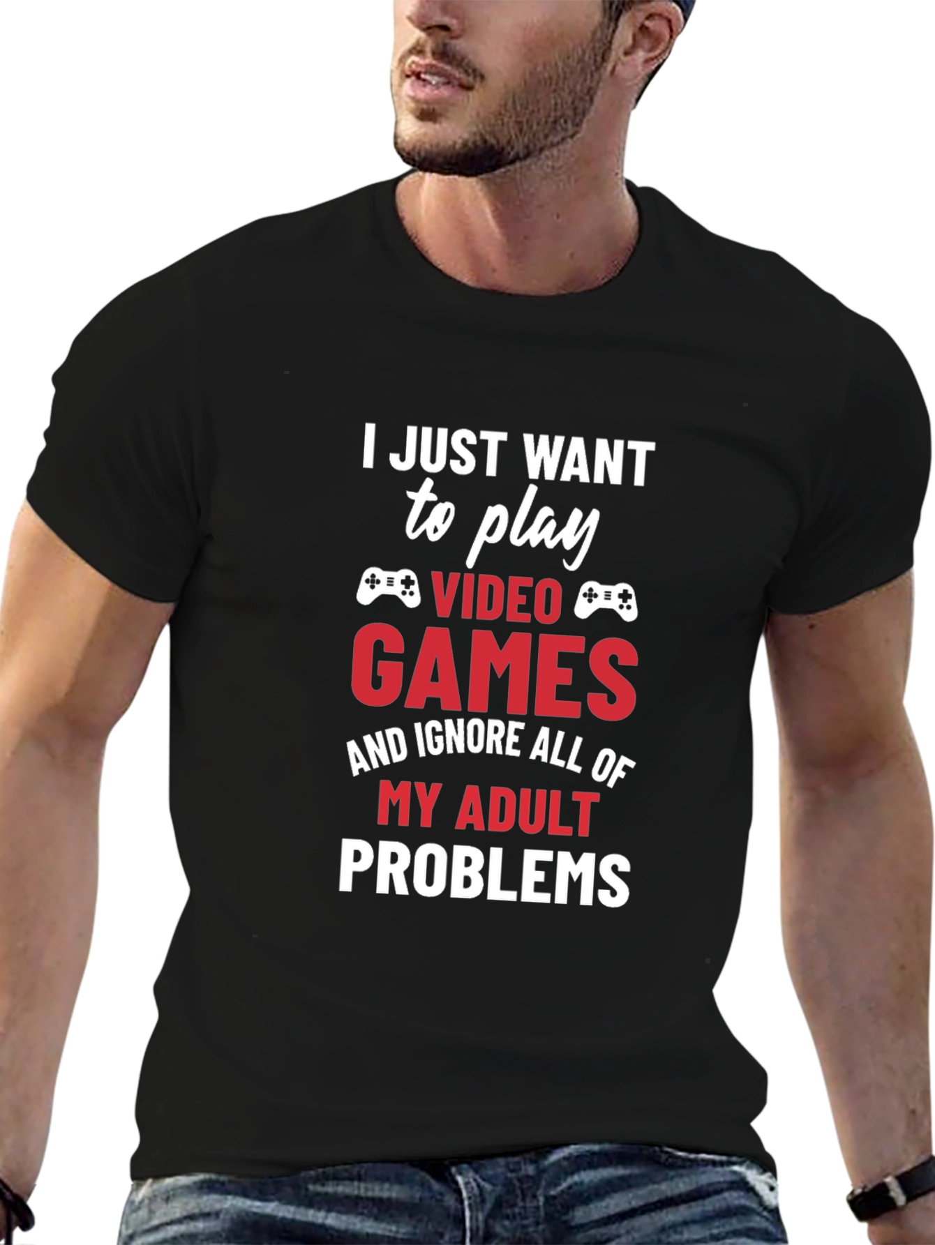 Black Gamer Tee: Play Video Games, Ignore Adult Problems view 6