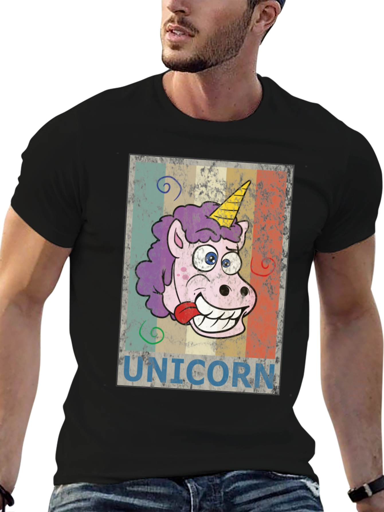 Black Funny Unicorn Graphic Tee - Unisex view 6
