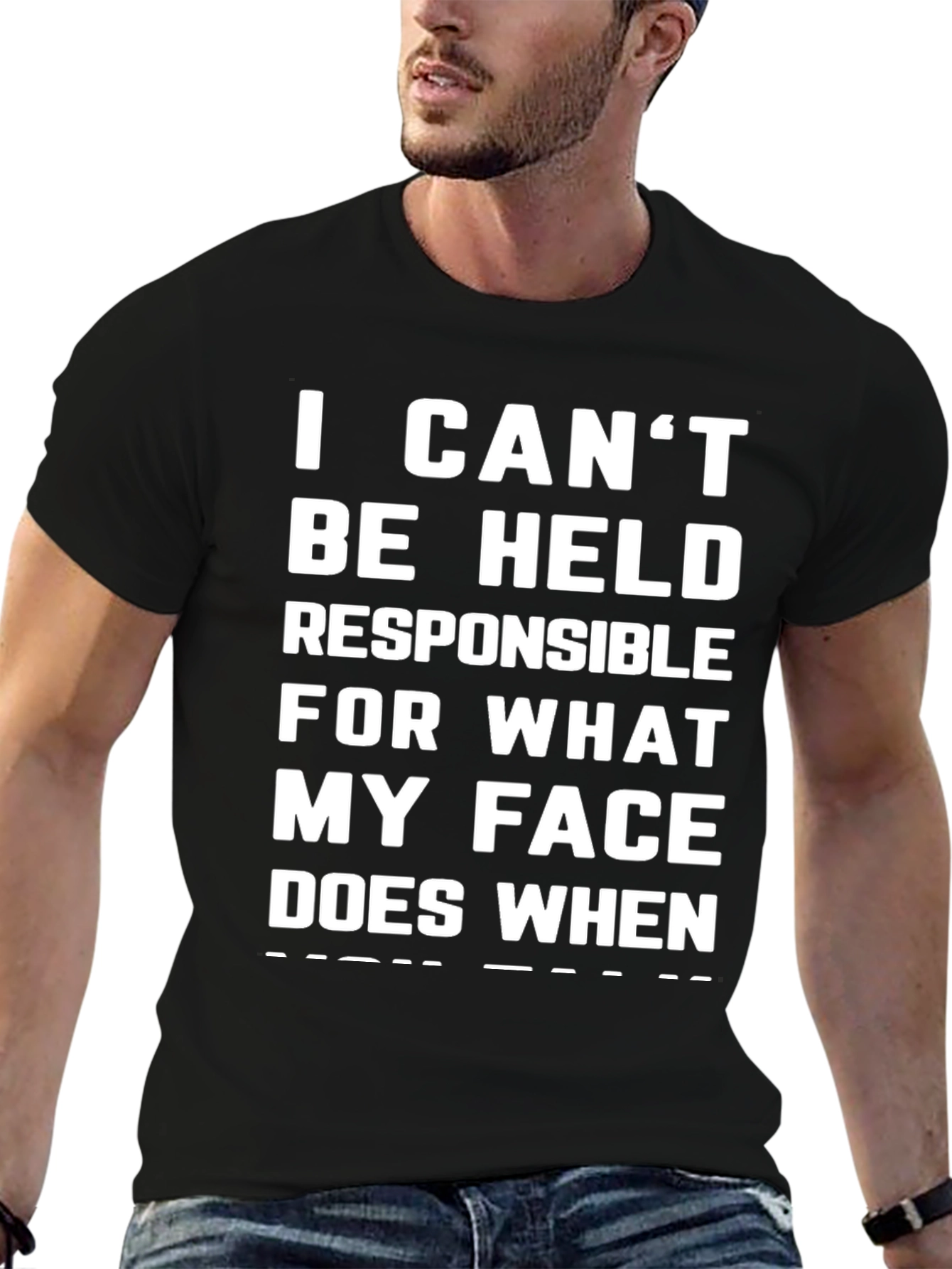 Black Funny Graphic Tee: I Can't Be Held Responsible T-Shirt view 6