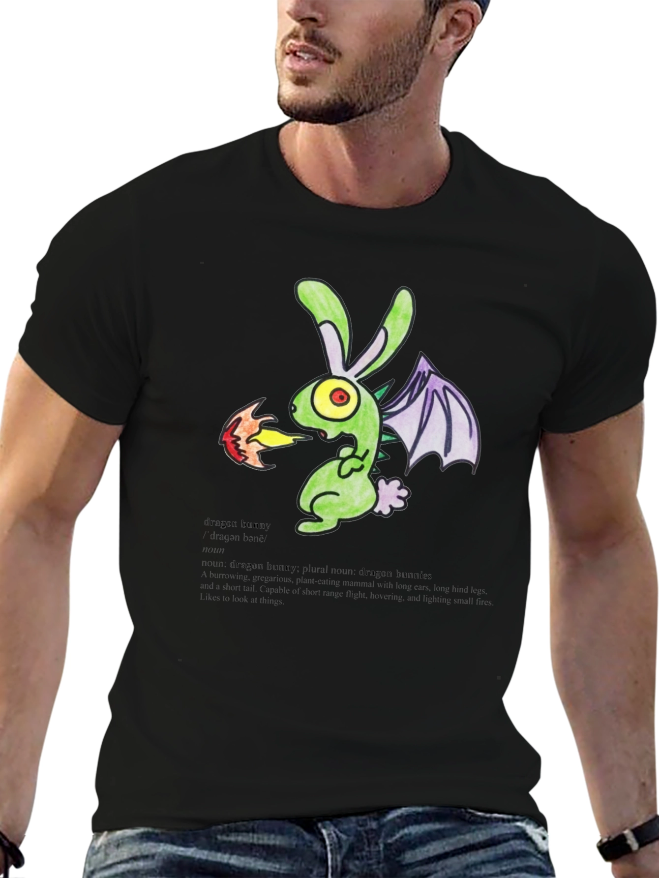 Black Dragon Bunny Graphic T-Shirt view 6