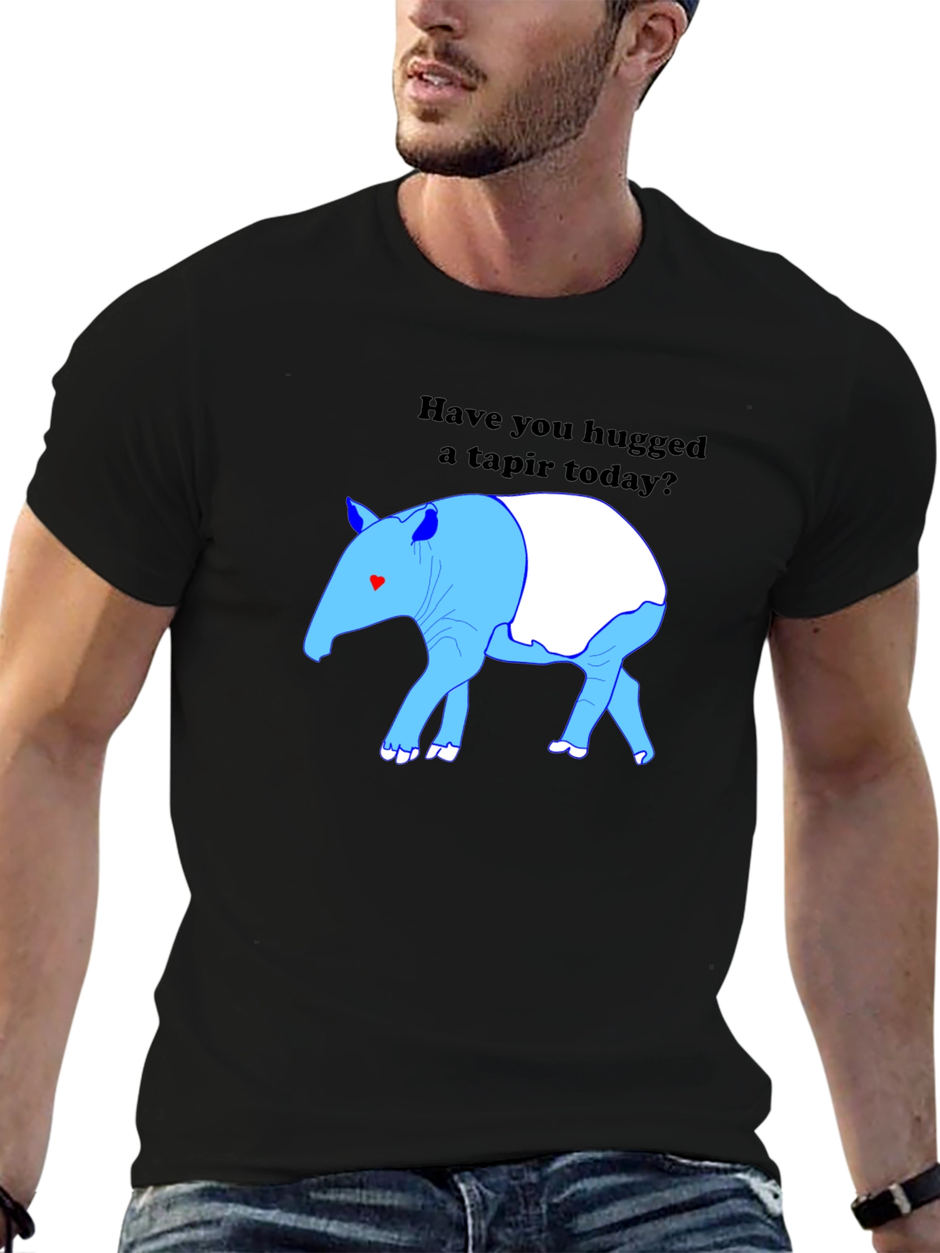 Black Hug a Tapir Today T-Shirt view 6