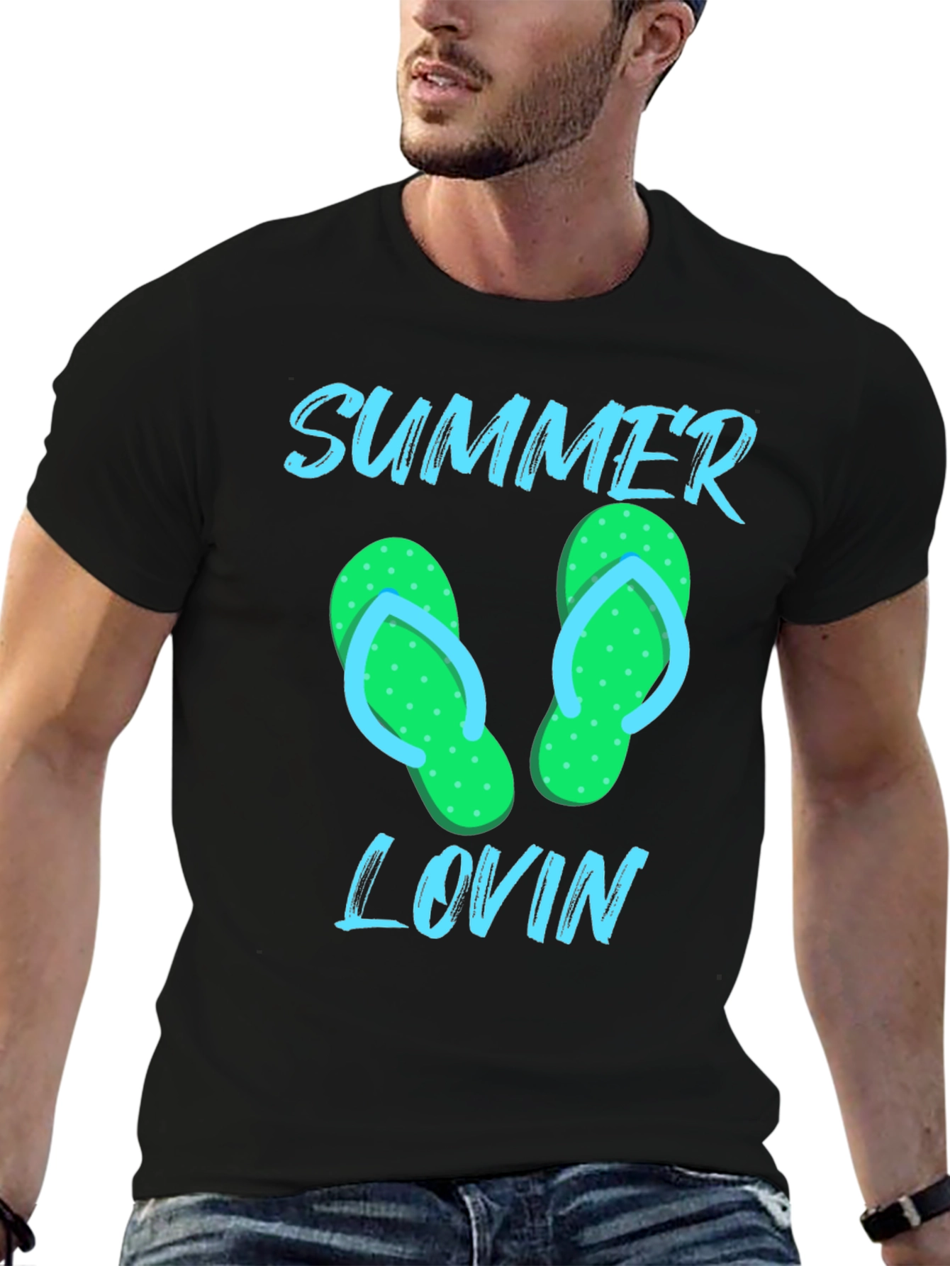 Black Summer Lovin' Flip Flop Graphic Tee view 6
