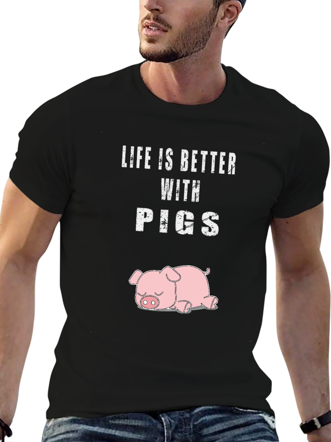 Black Life is Better with Pigs T-Shirt view 6